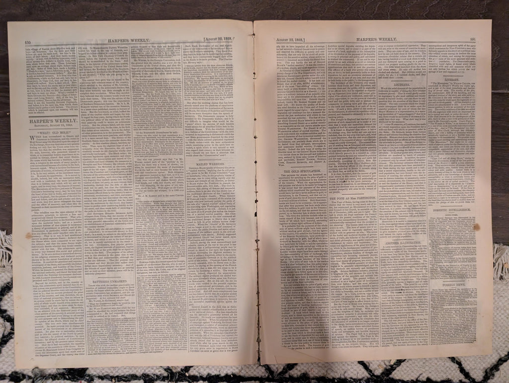 Harper’s Weekly – August 22, 1868 – American Indians • Long Branch Beach • Fishermen of Nauvoo • Ostrich Hunting
