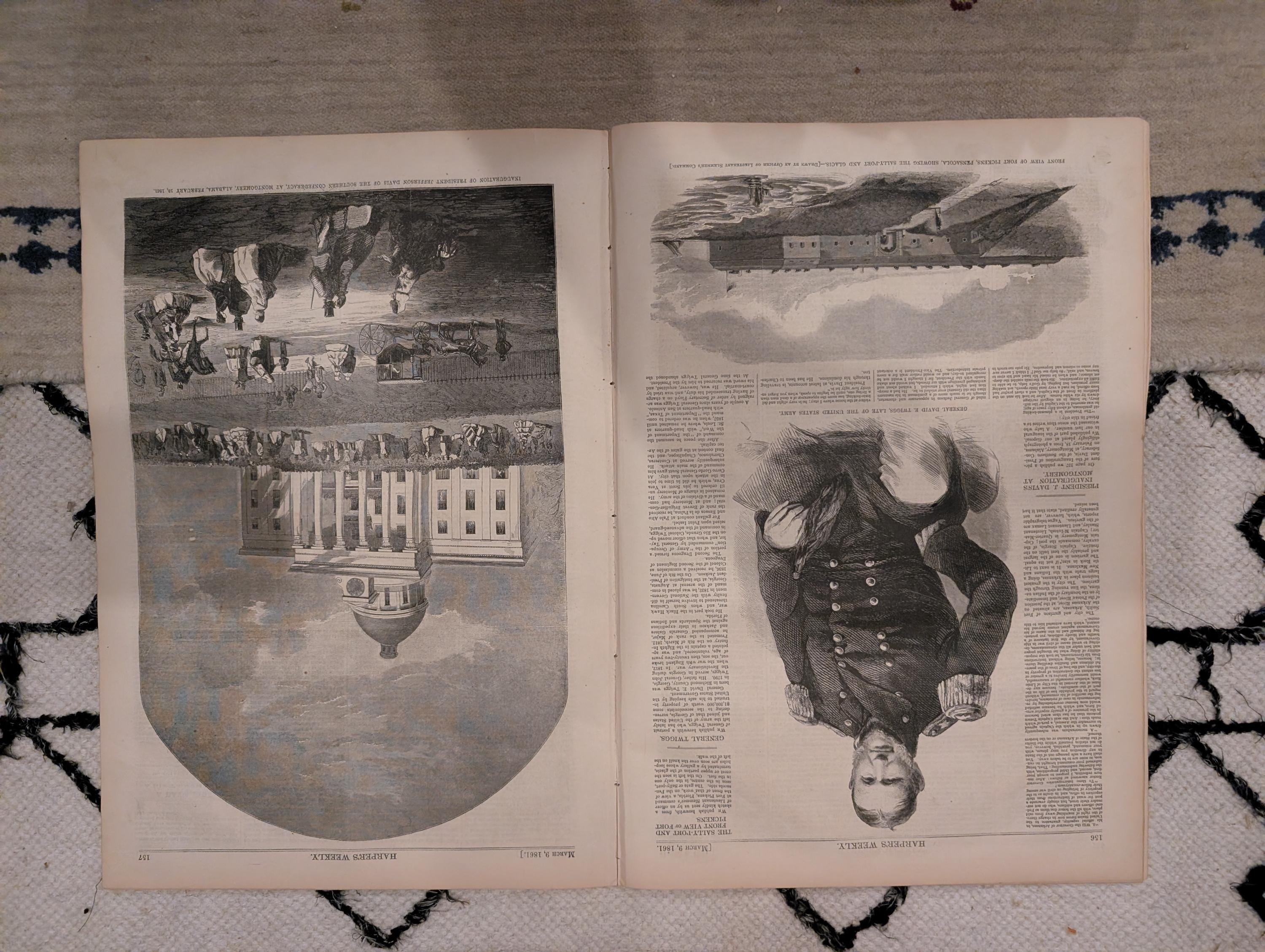 1861 Lincoln Independence Hall Harper's Weekly March 09 Jefferson Davis Inauguration