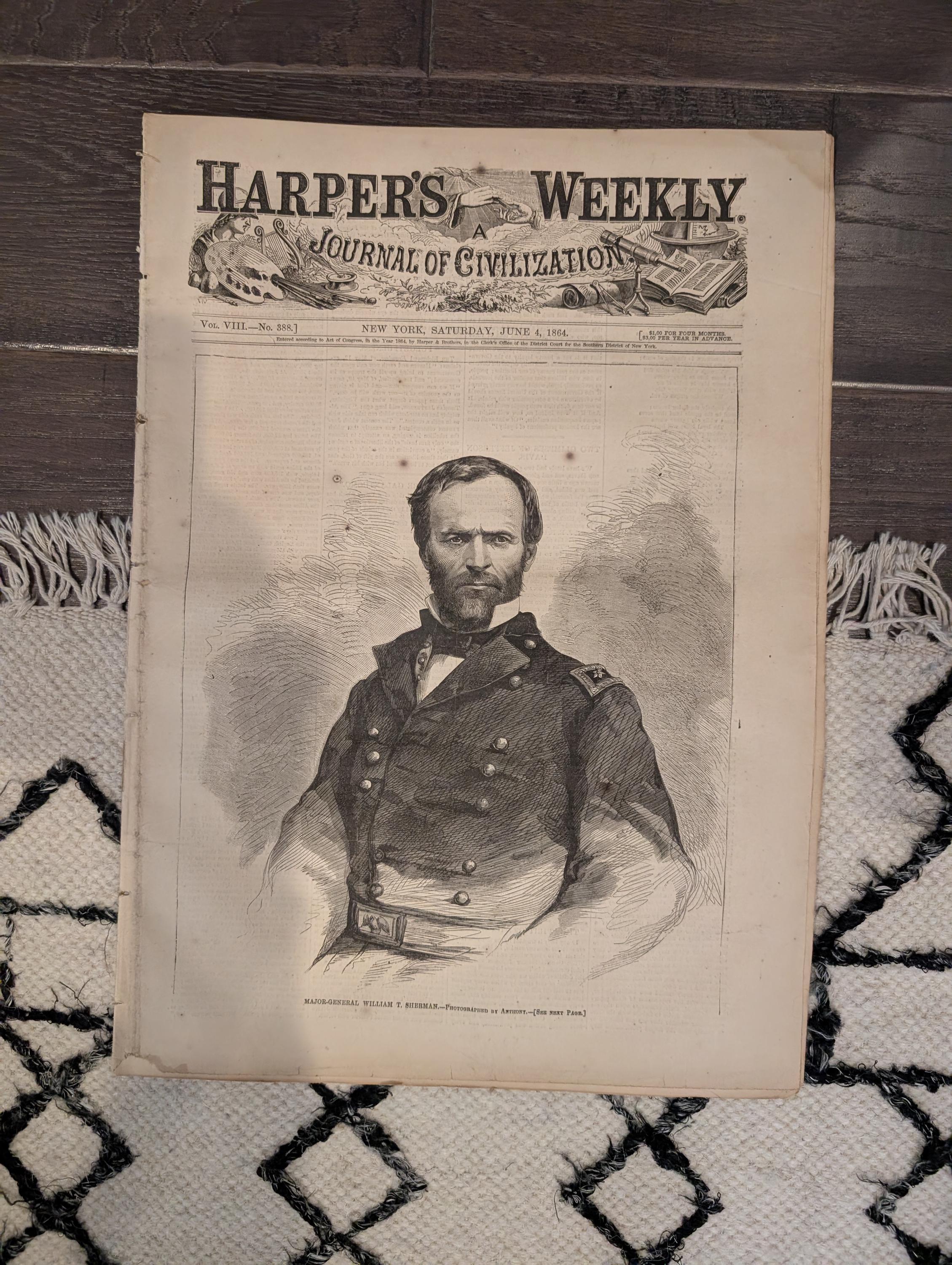 Harper's Weekly 1864 William T. Sherman June 04 Dug Gap Georgia