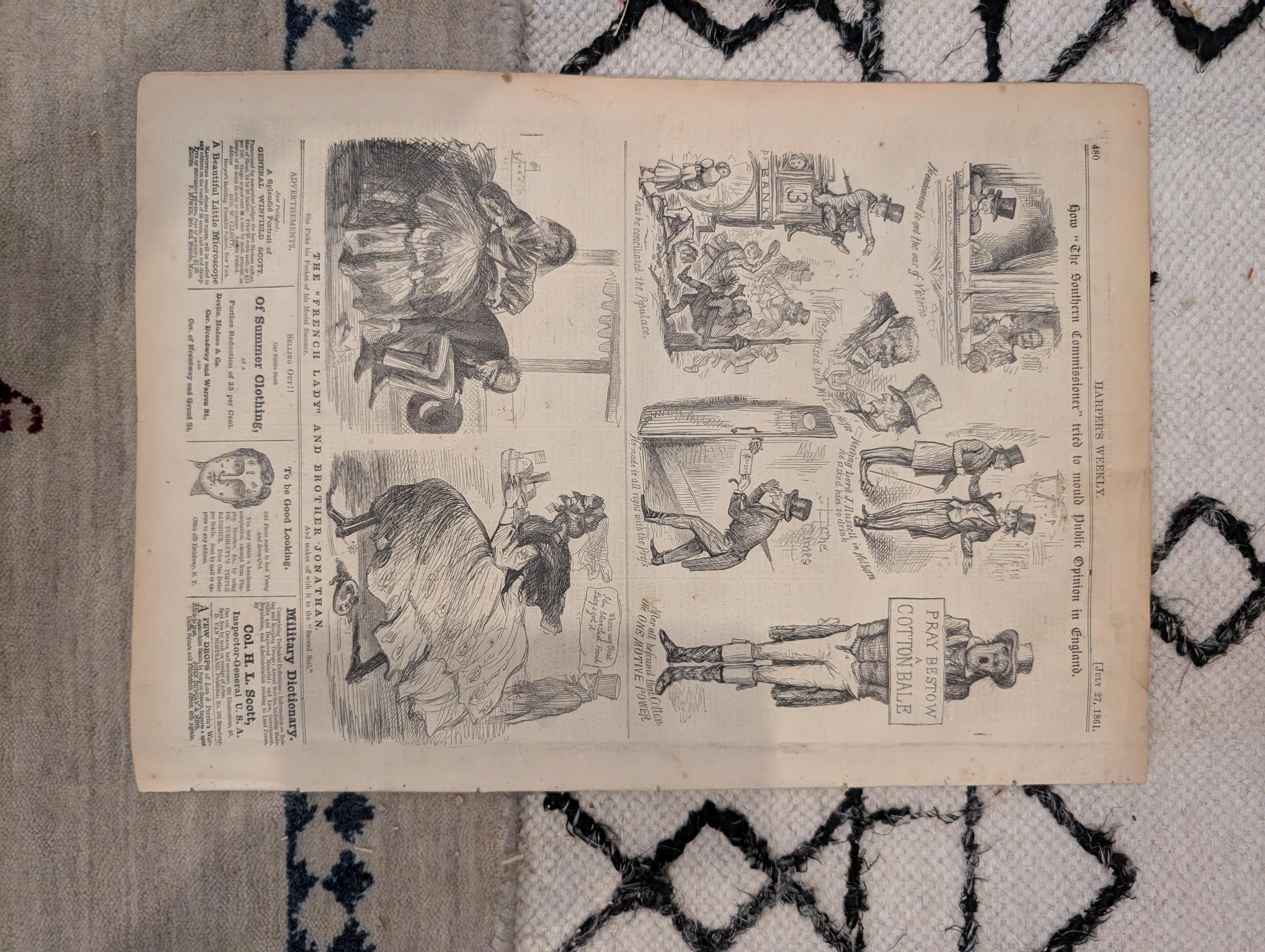 1861 Balloon View of Washington Harper's Weekly July 27 Louisiana Zouaves Lincoln