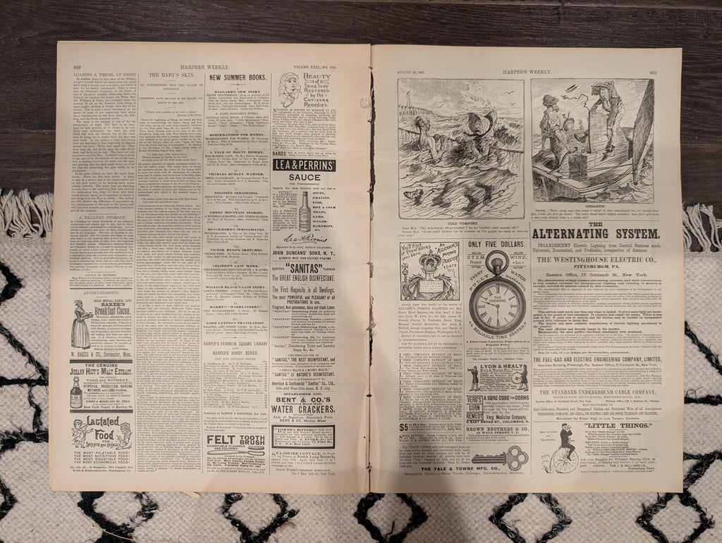 Harper’s Weekly – August 20, 1887 – Illinois Railroad Disaster, Cotton Picking in the South, Great Northern Views, Pears Soap Ad & More