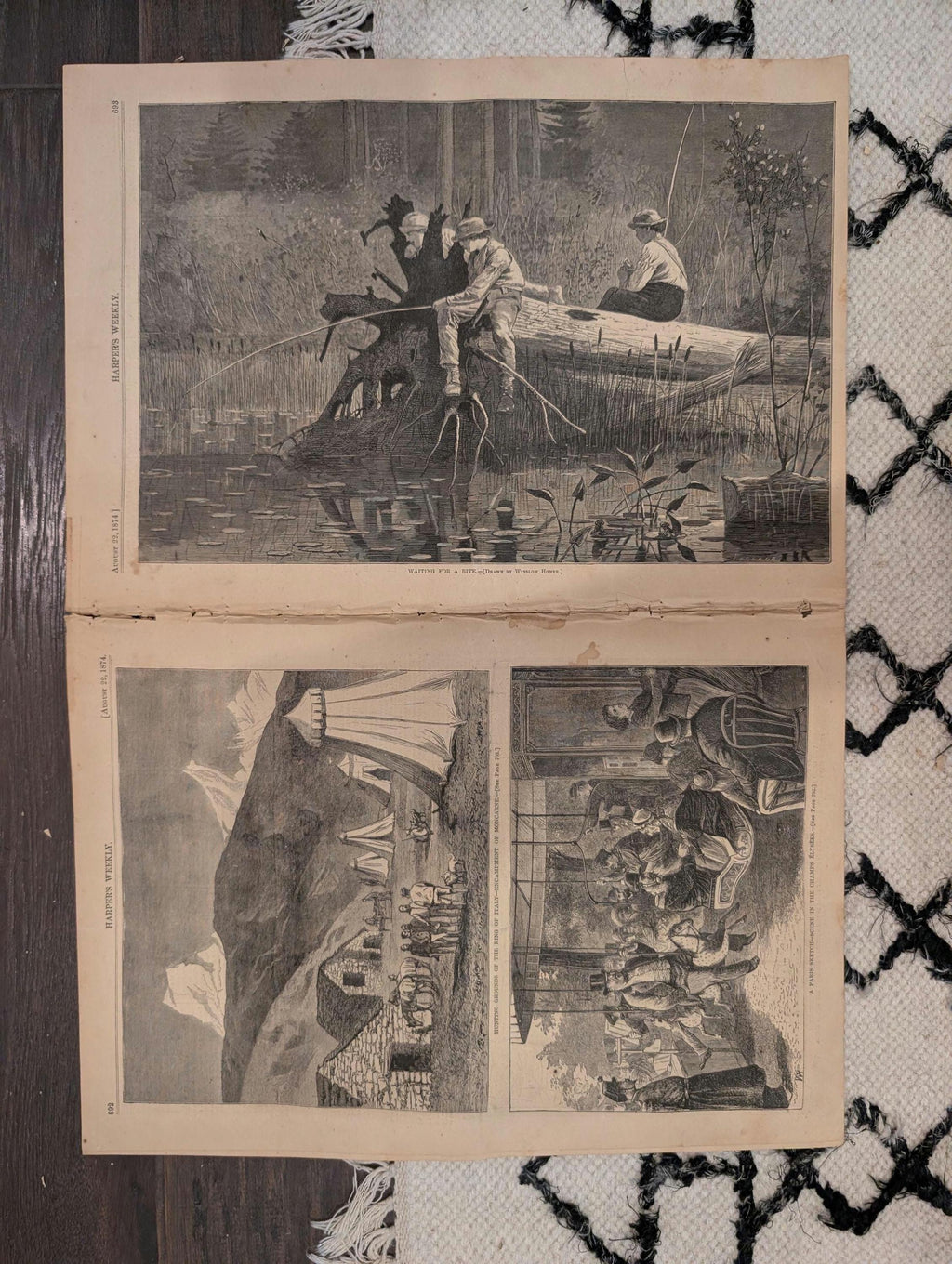 1874 Homer Waiting for a Bite · Custer Black Hills — Harper's Weekly Aug 22