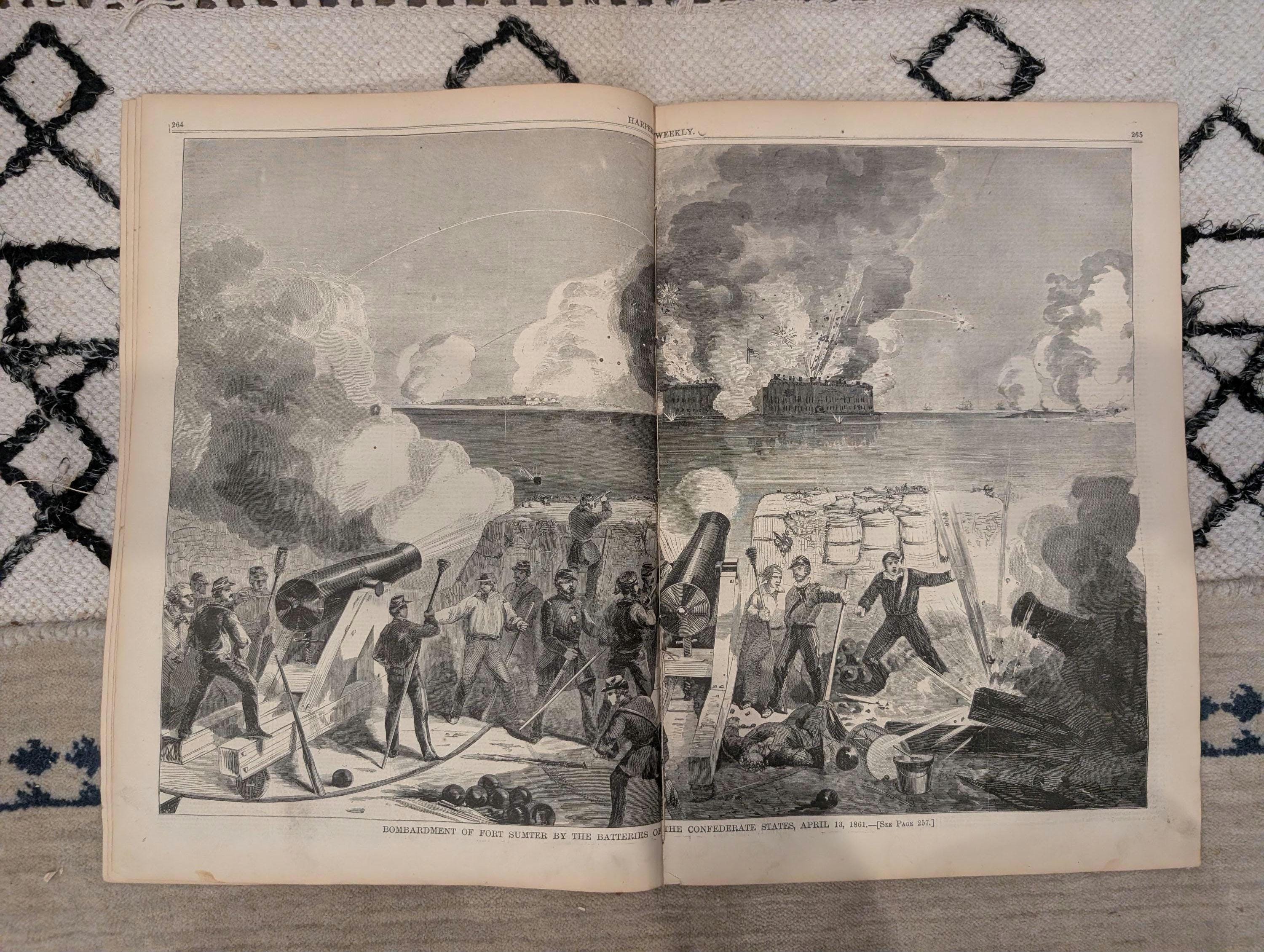 1861 Fort Sumter Bombardment Harper's Weekly April 27 Lincoln Beauregard