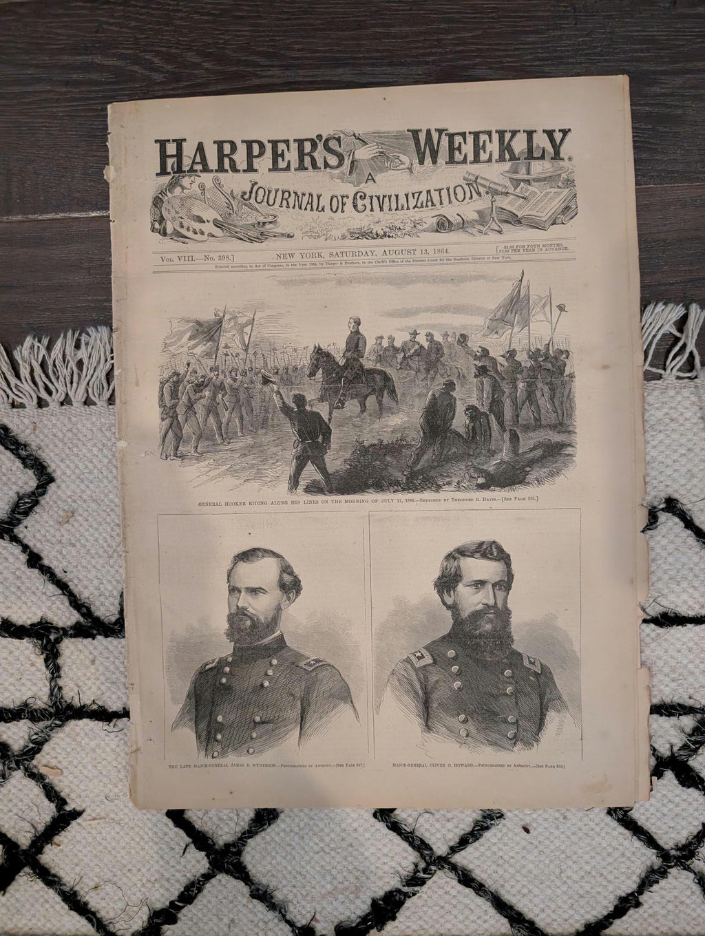 1864 General McPherson Harper's Weekly August 13 Crossing the Chattahoochee