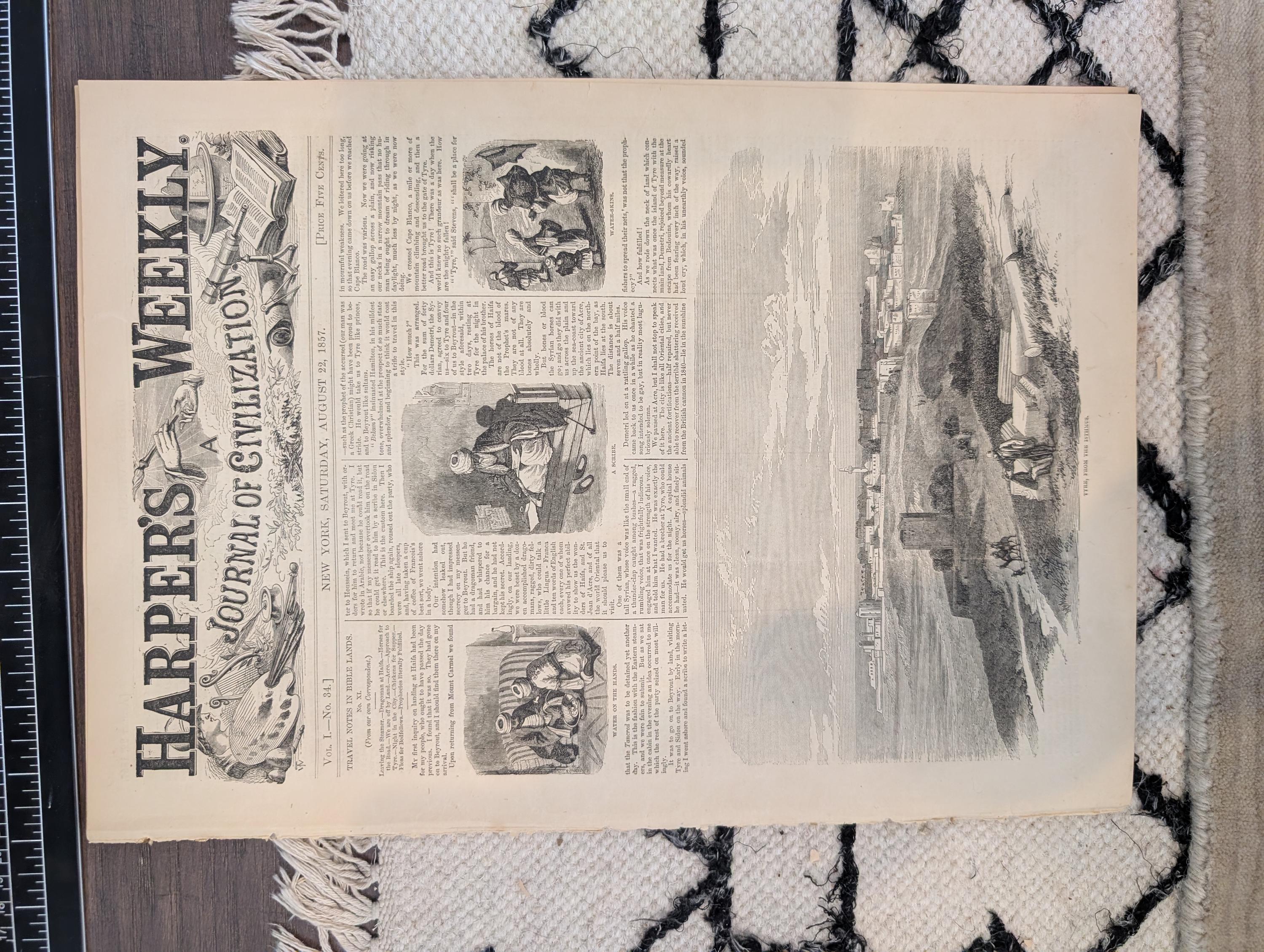 1857 Washington Territory Frontier Harper's Weekly August 22 White Mountains