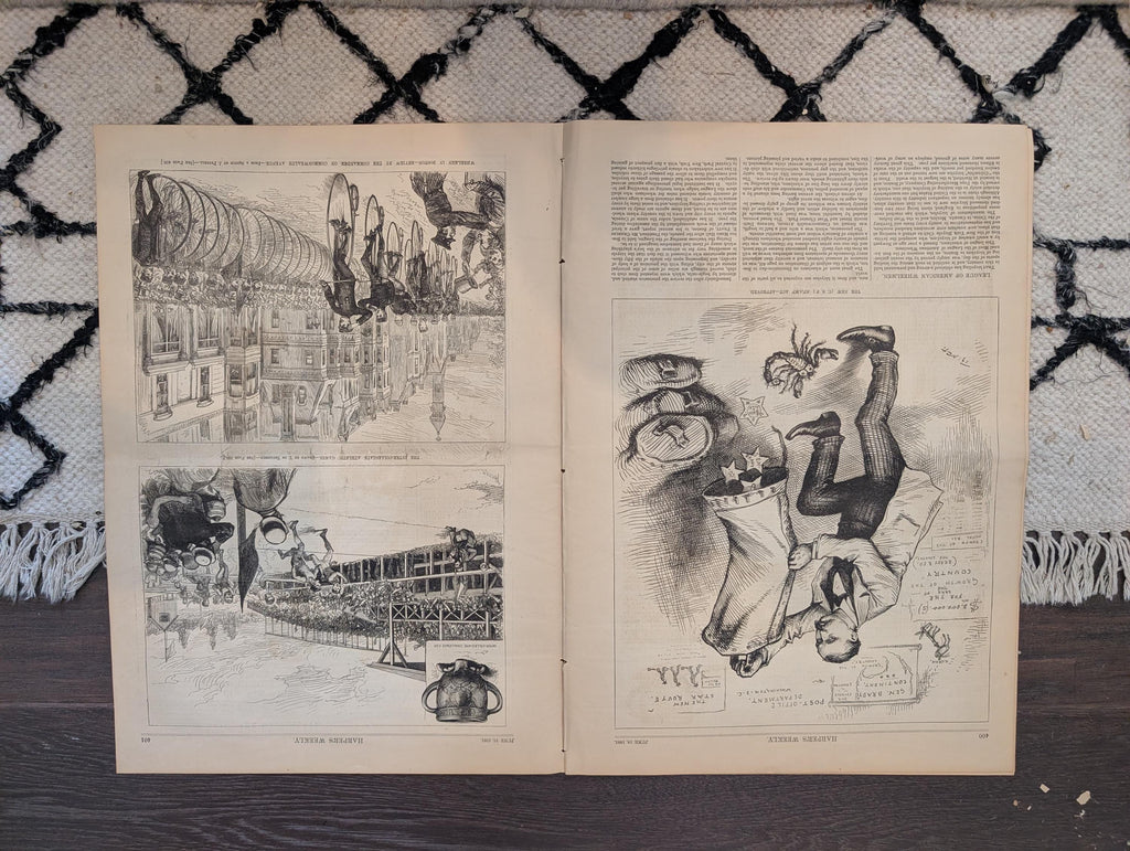 1881 Ohio River Paddlewheeler, Victoria Steamboat Wreck, Bicycle Parade, Nast — Jun 18