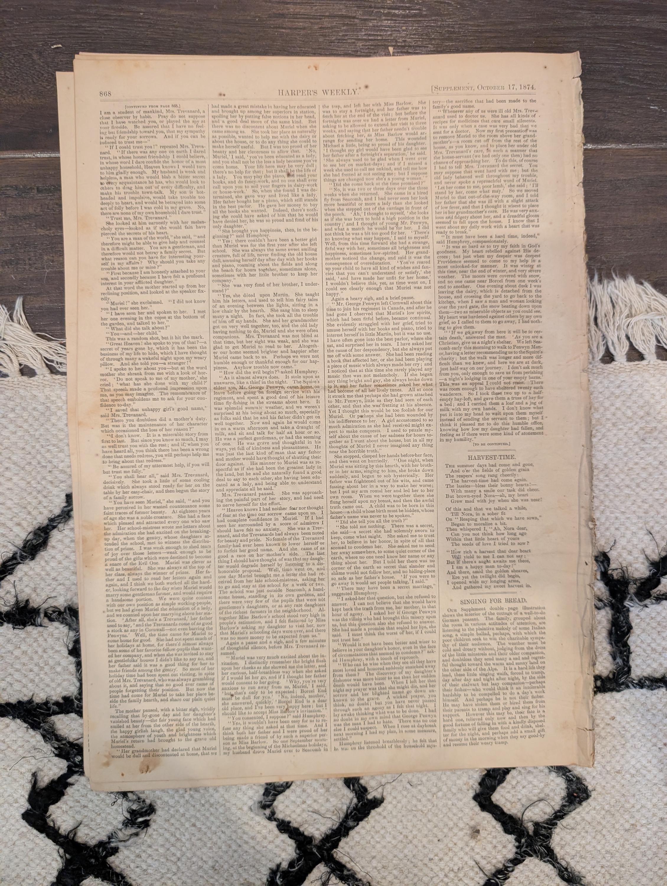 1874 Nast Colorado Murder, Liberty Centerfold, Ireland-America — Oct 17