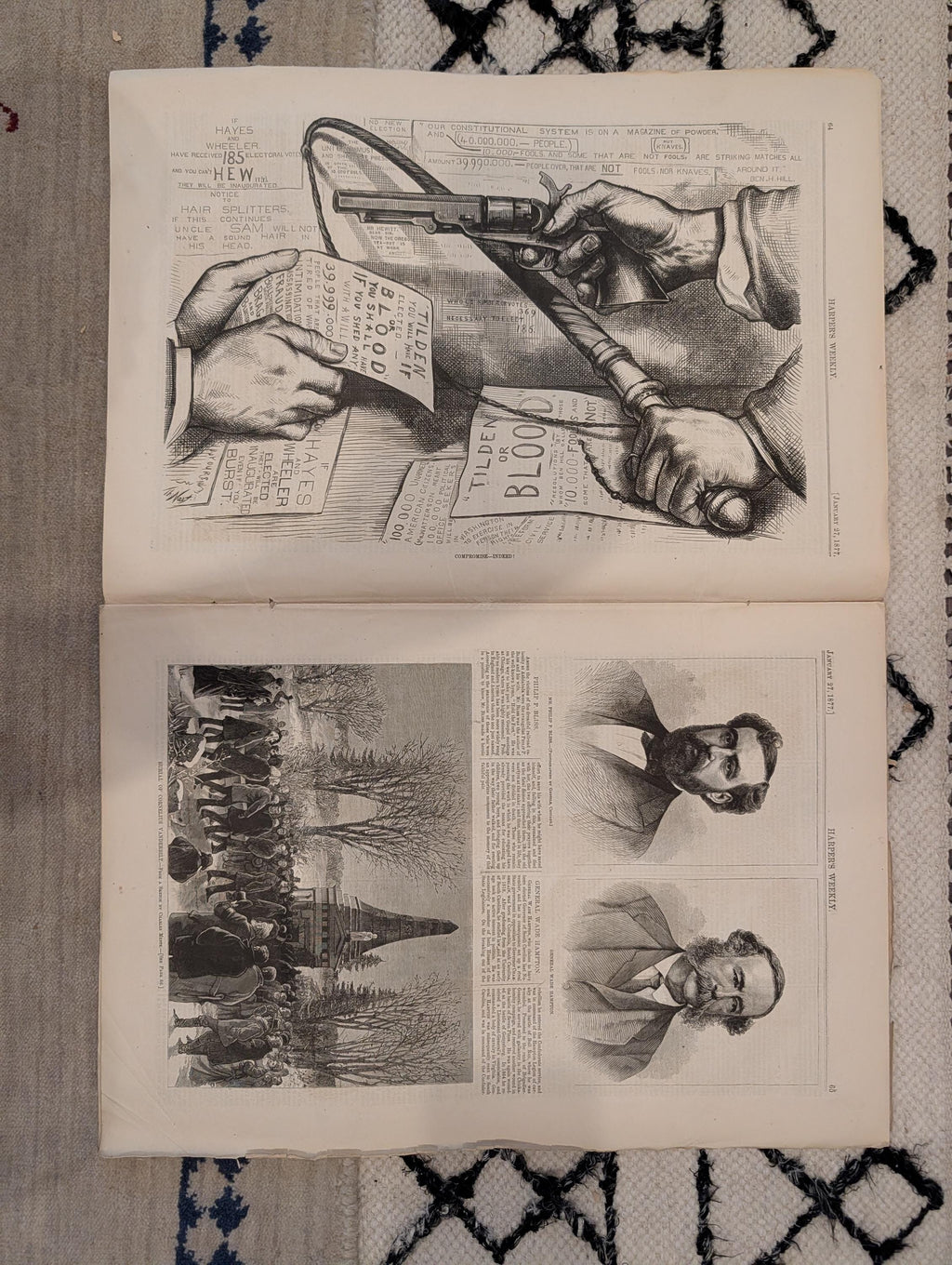 1877 Cornelius Vanderbilt Burial, Nast Cartoon, Grandfather's Fete — Jan 27