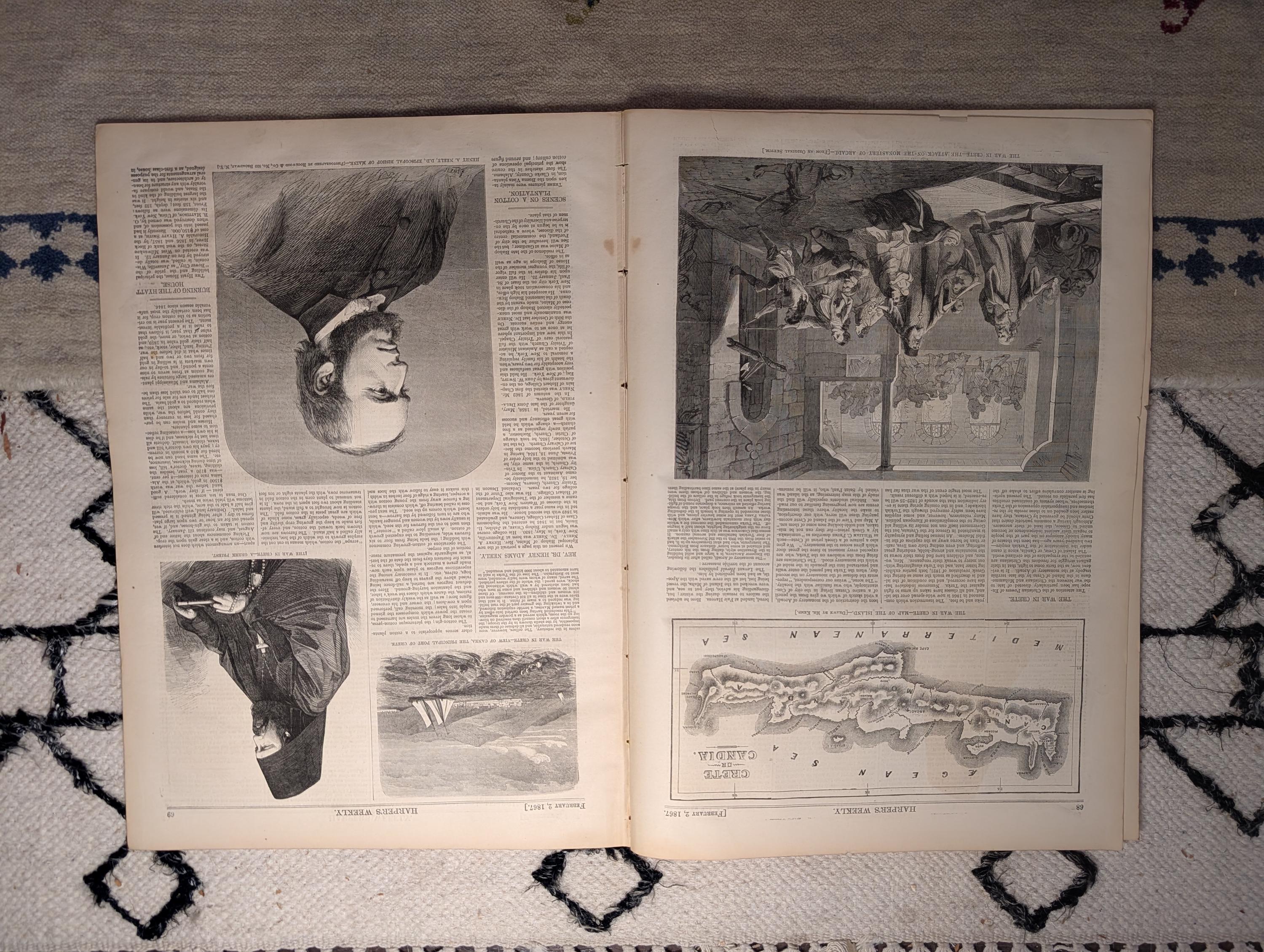 1867 Cotton Plantation Black Workers Centerfold, Crete War — Feb 2