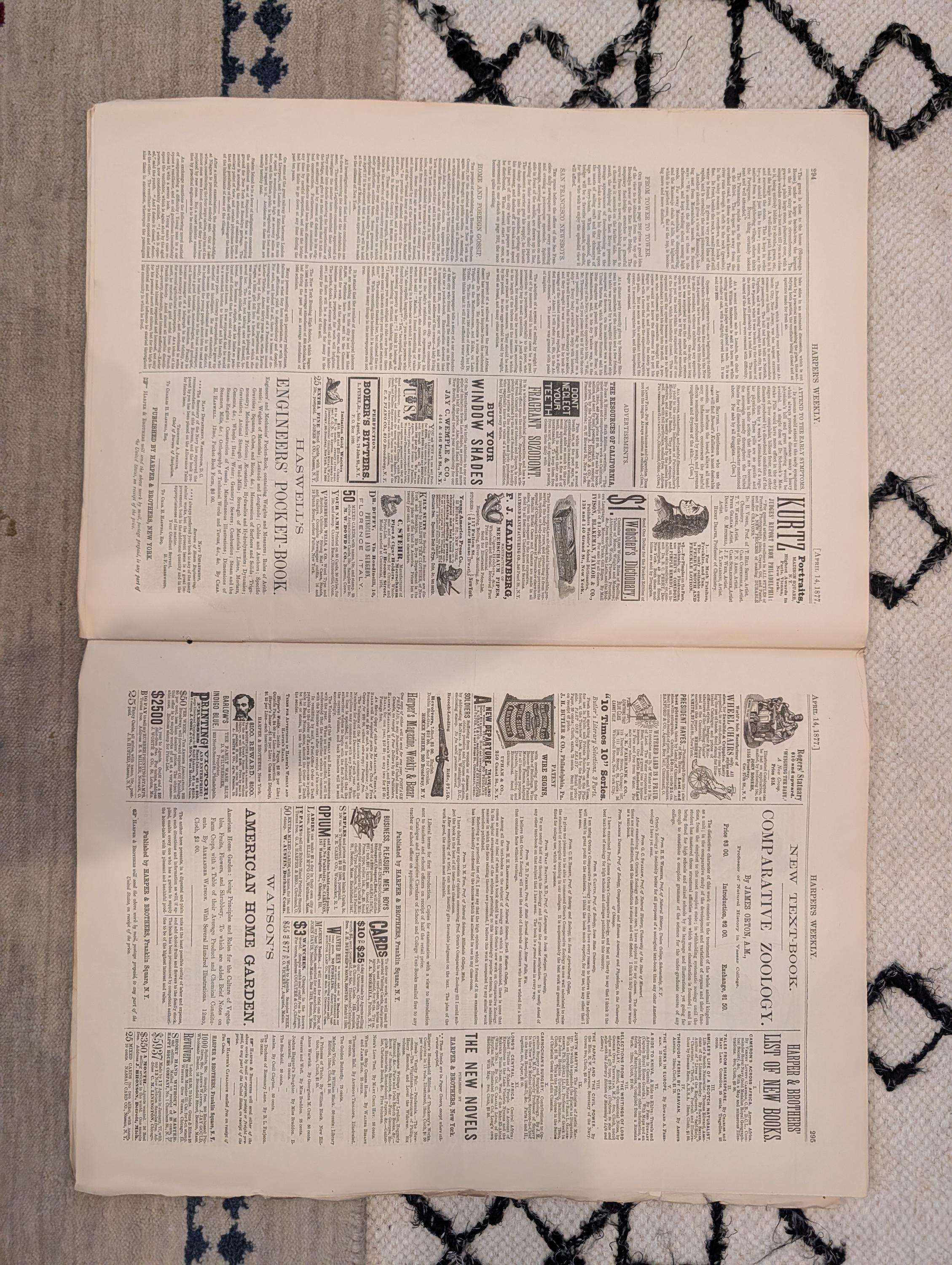 1877 Brooklyn Bridge Construction, Tweed Exile, Nast, Witch Trial — Apr 14