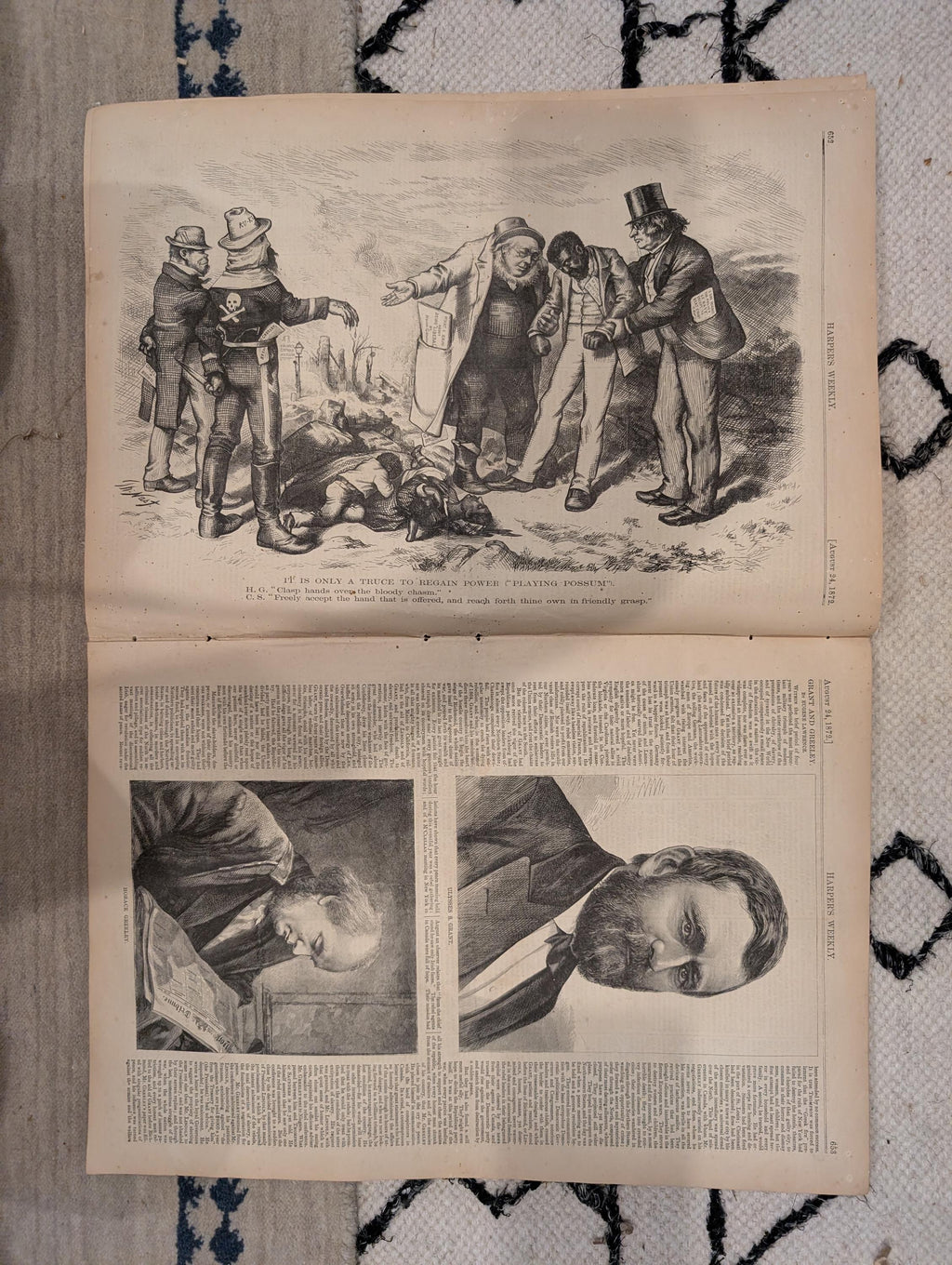 1872 Uncle Sam Nast Harper's Weekly Aug 24 Grant Exodus KKK