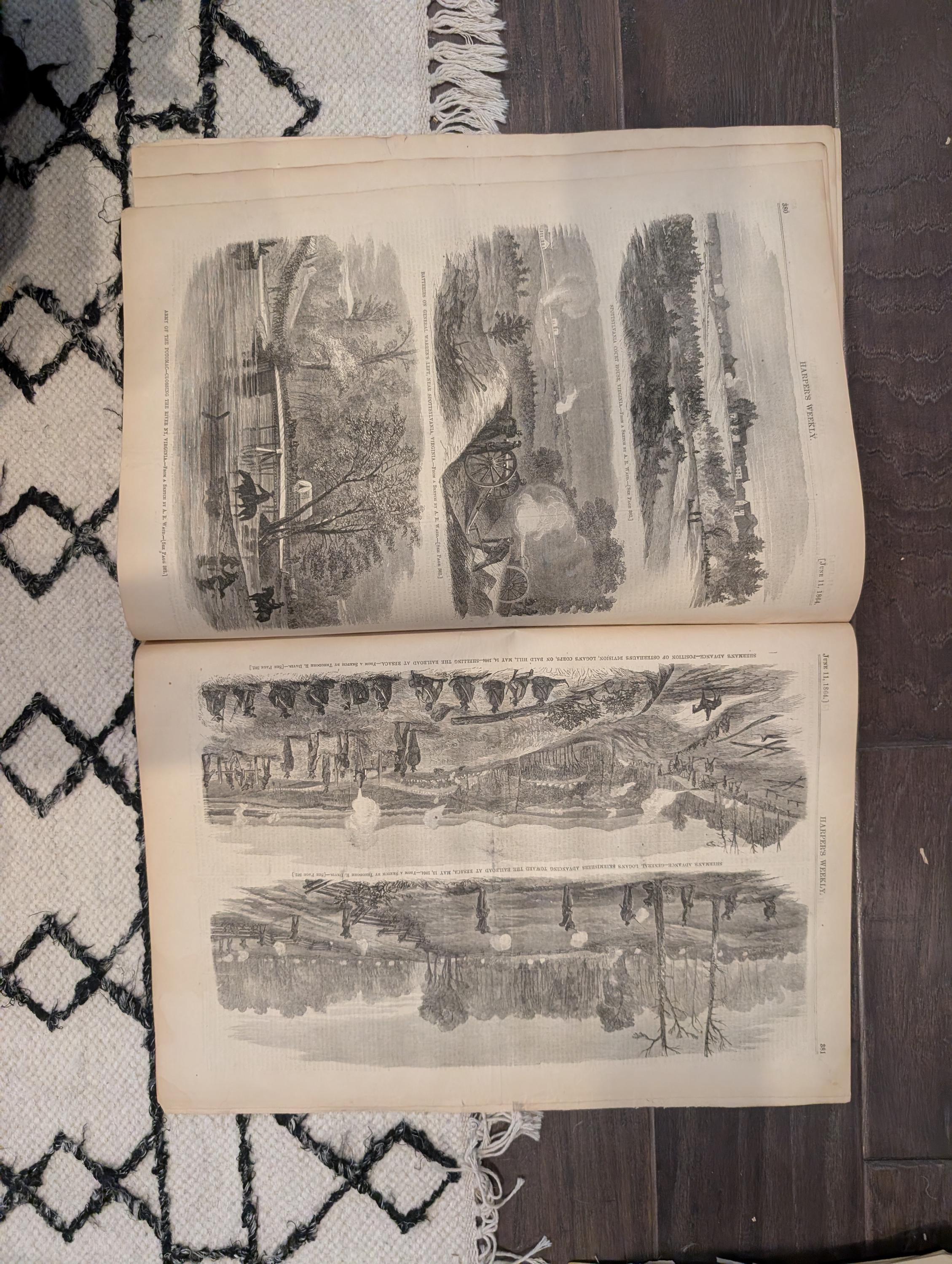 1864 Lincoln and Secretaries Harper's Weekly June 11 Spotsylvania Salient