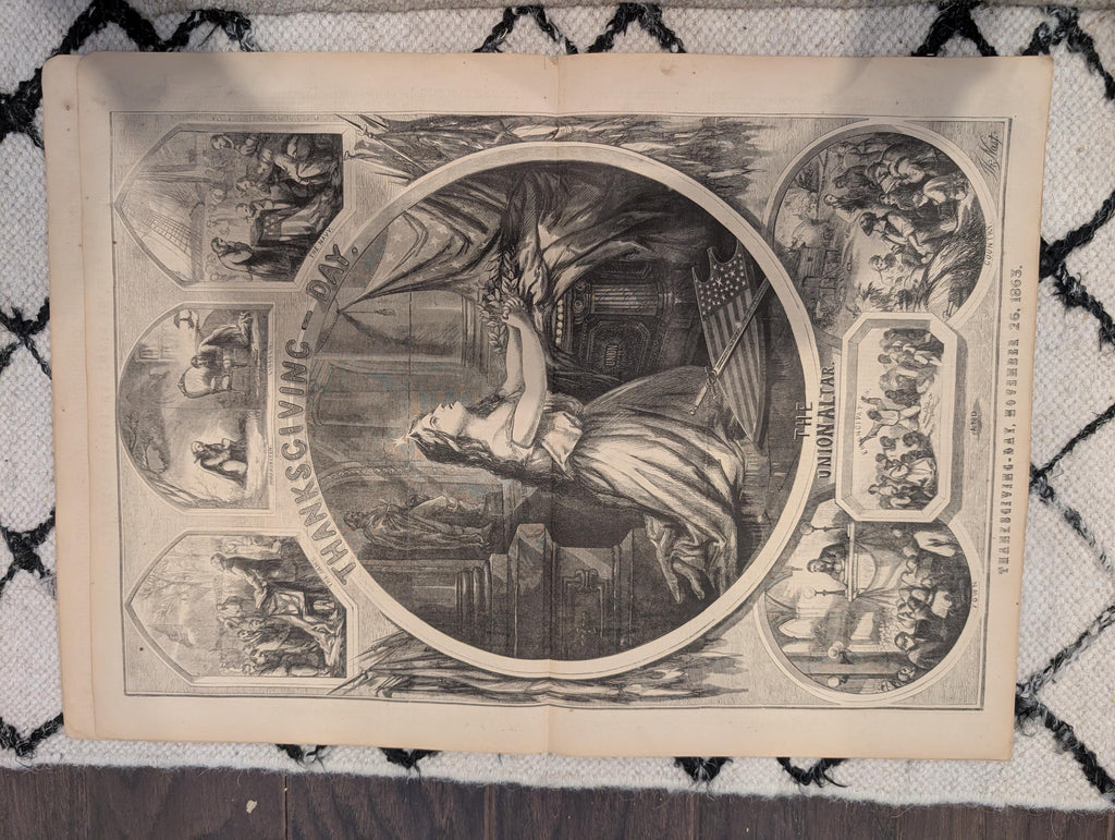 Harper’s Weekly, December 5, 1863 – The President’s Hymn, Thanksgiving Issue, Union Allegory, Civil War Newspaper