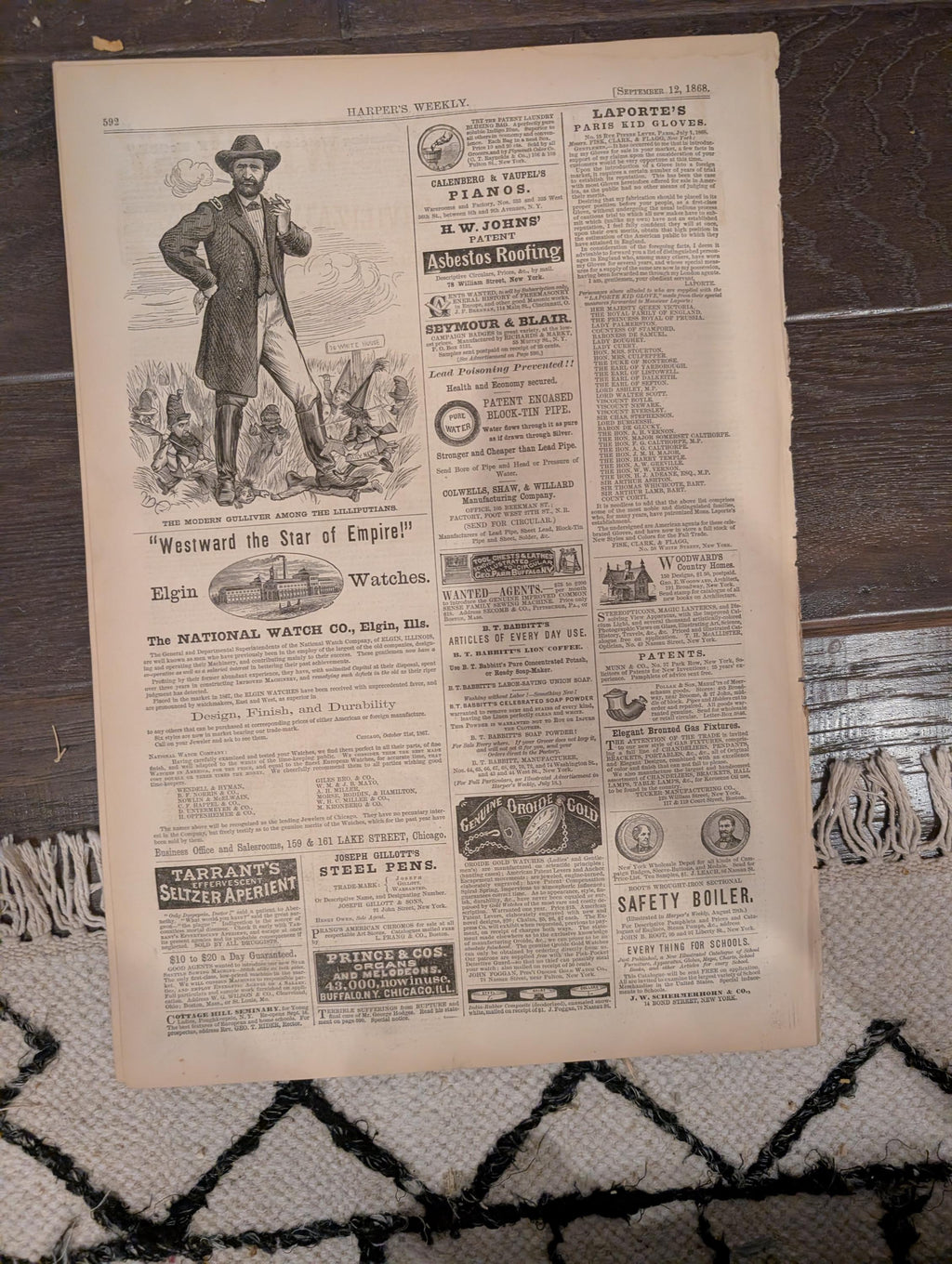 Harper’s Weekly – September 12, 1868 – Lincoln’s Tomb • Martha’s Vineyard Camp Meeting • Prospect Park Views • Bird Hunting • NYC Street Lif