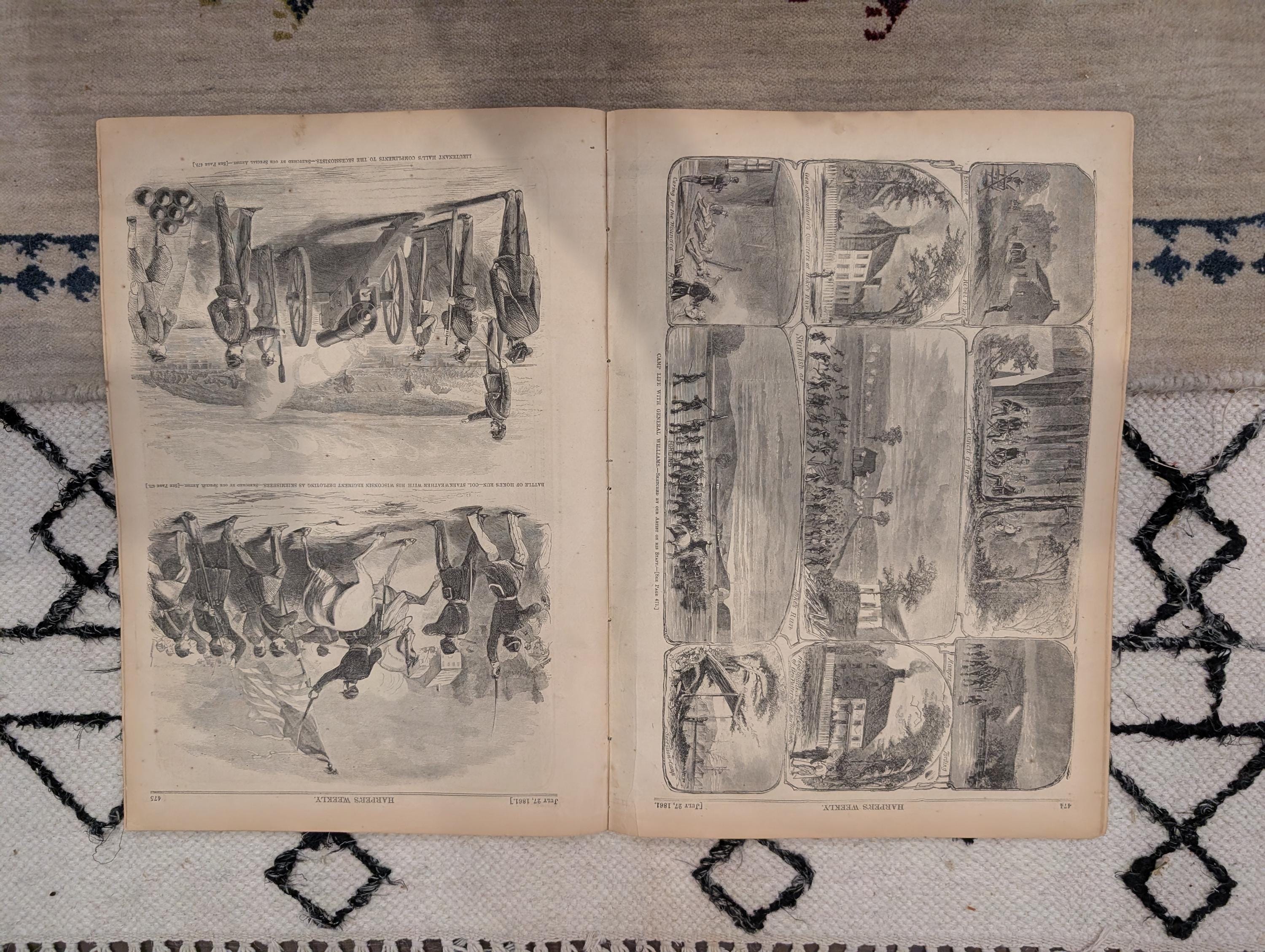 1861 Balloon View of Washington Harper's Weekly July 27 Louisiana Zouaves Lincoln