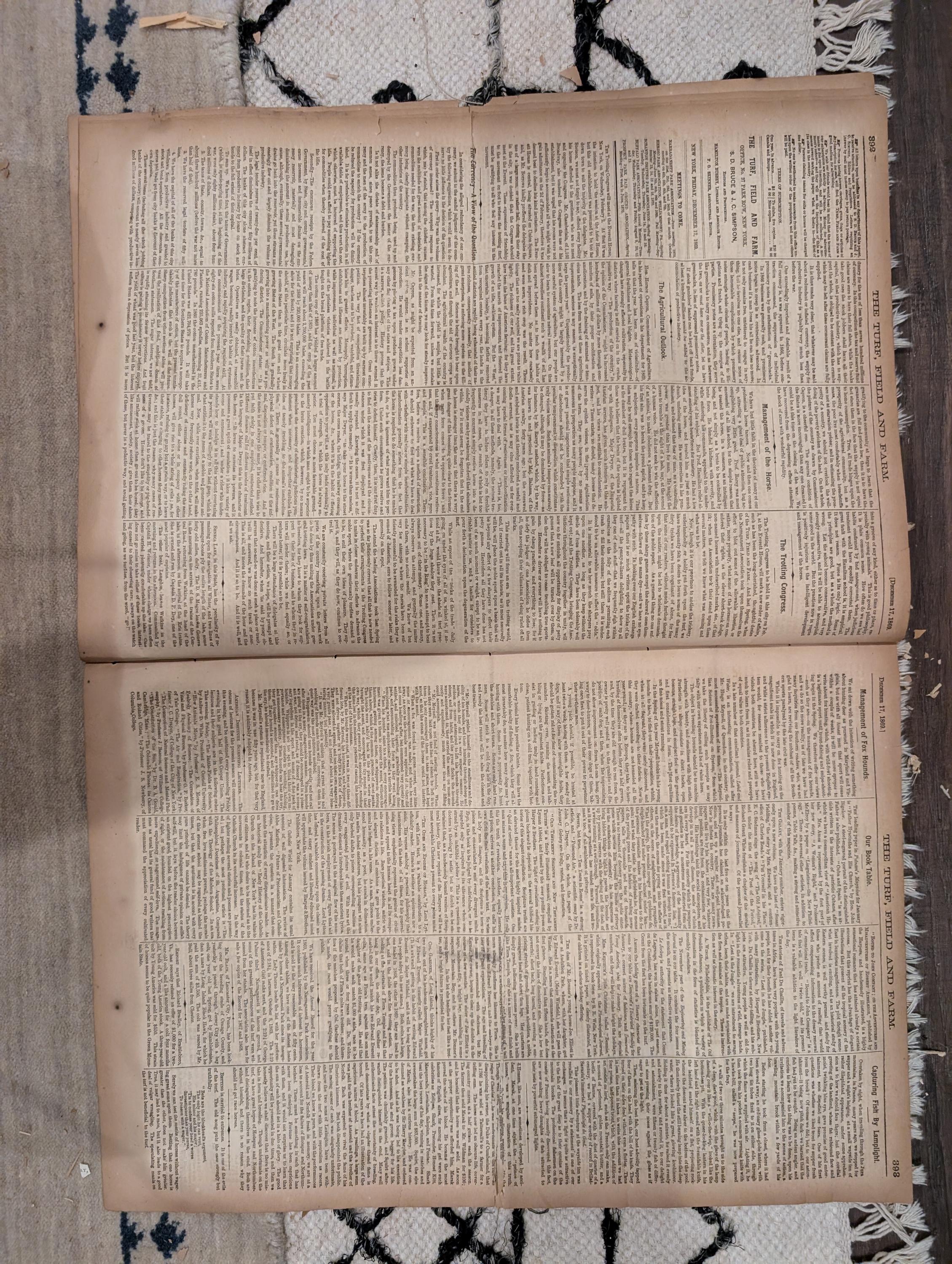 1869 Turf Field and Farm — Baseball Convention, English Derby, Chess, Horse Racing, Dec 17