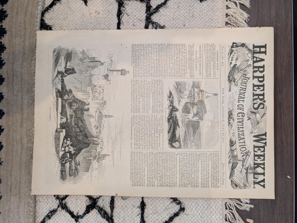 1857 Flying Machines Harper's Weekly July 25 Hot Air Balloons Sydney Australia