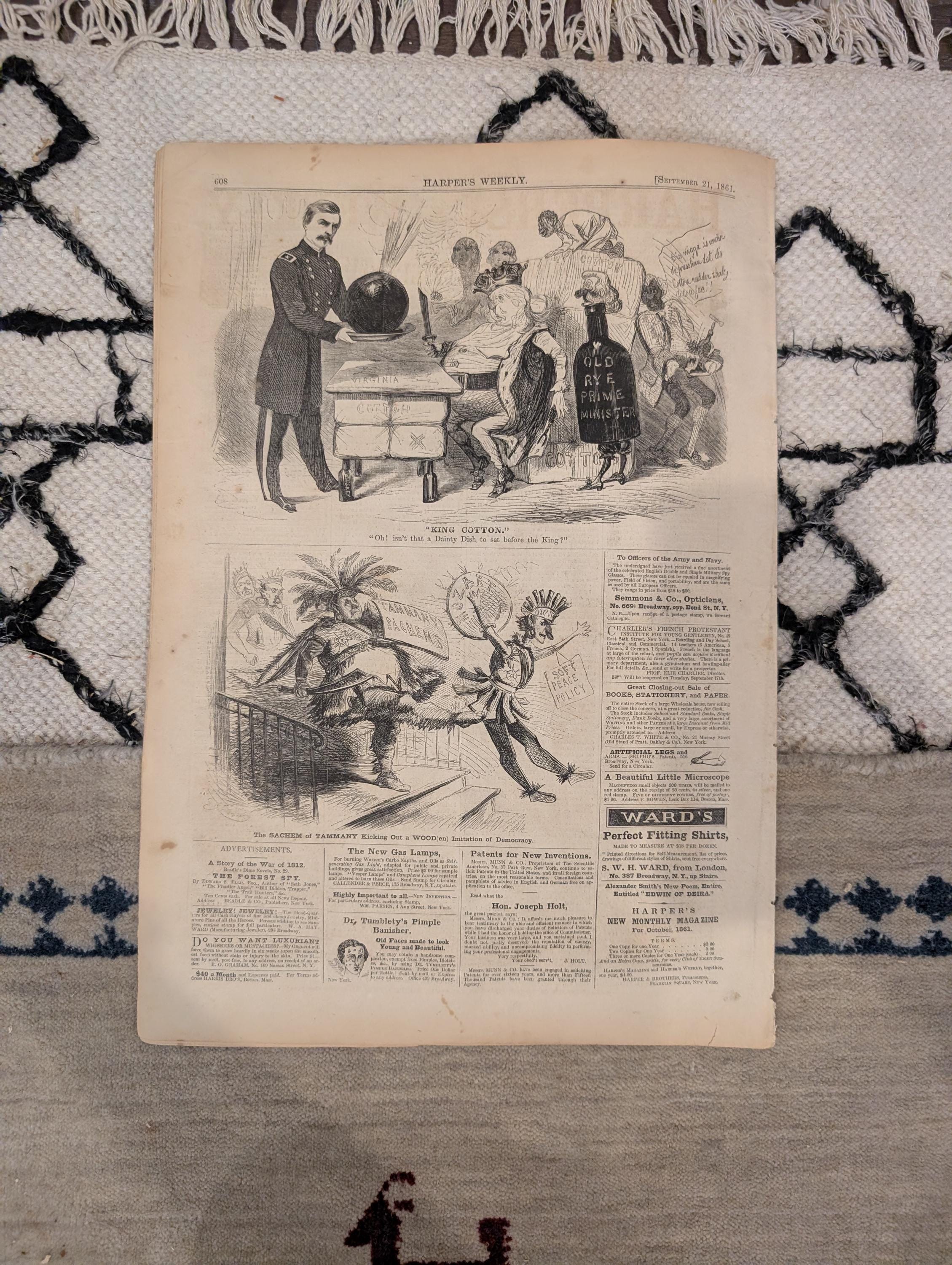 1861 George McClellan Centerfold Harper's Weekly Sept 21 Springfield Armory