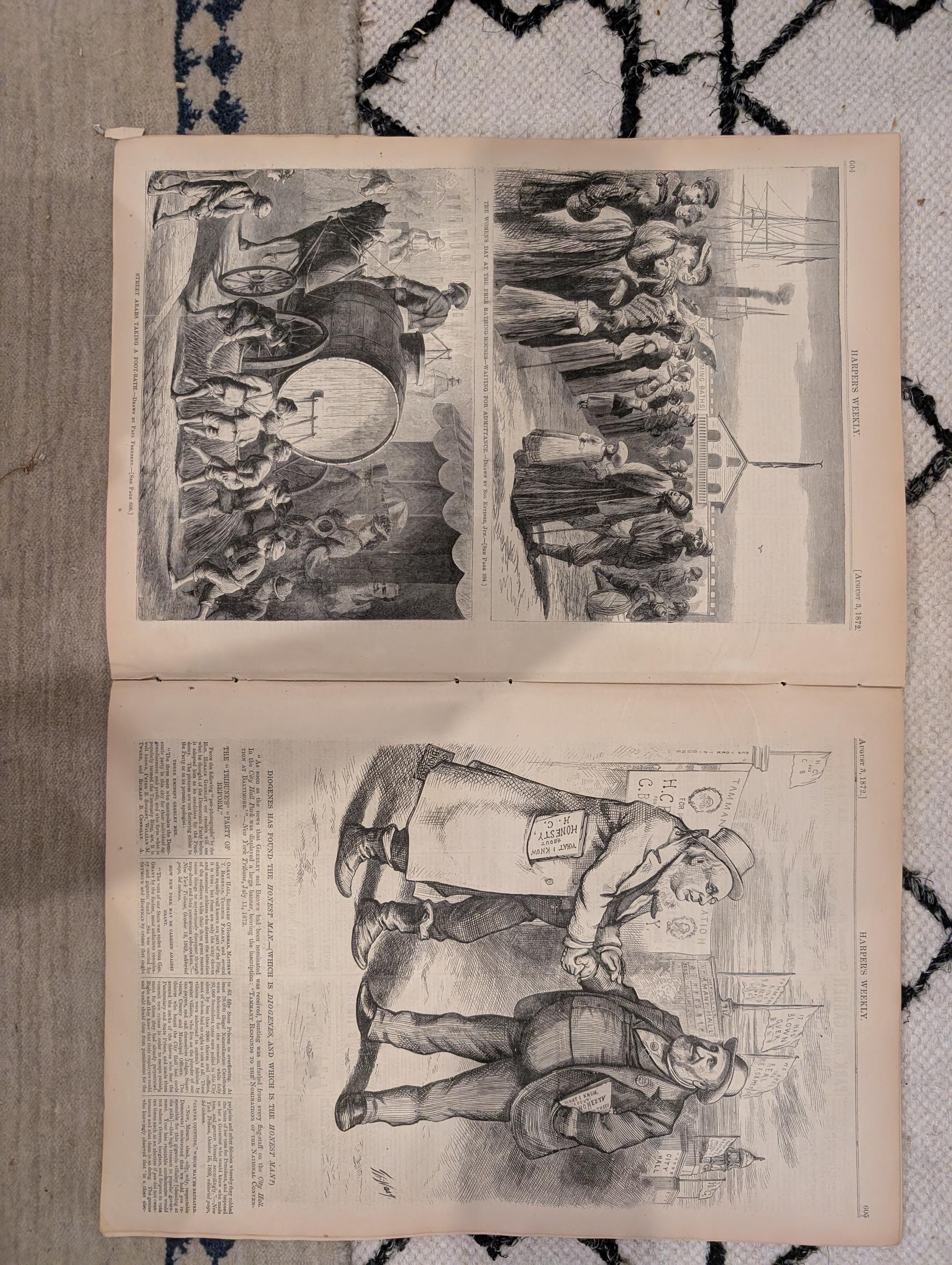 1872 Baltimore Nast Harper's Weekly Aug 03 Grant Education Picnics