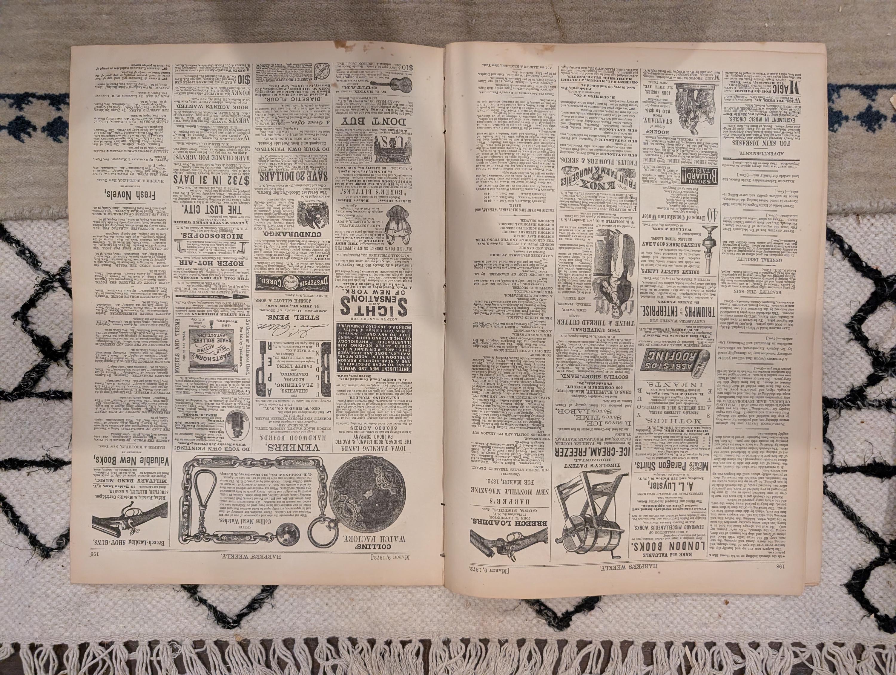 1872 Cheetah Hunting India Harper's Weekly March 09 Broadway February Thaw