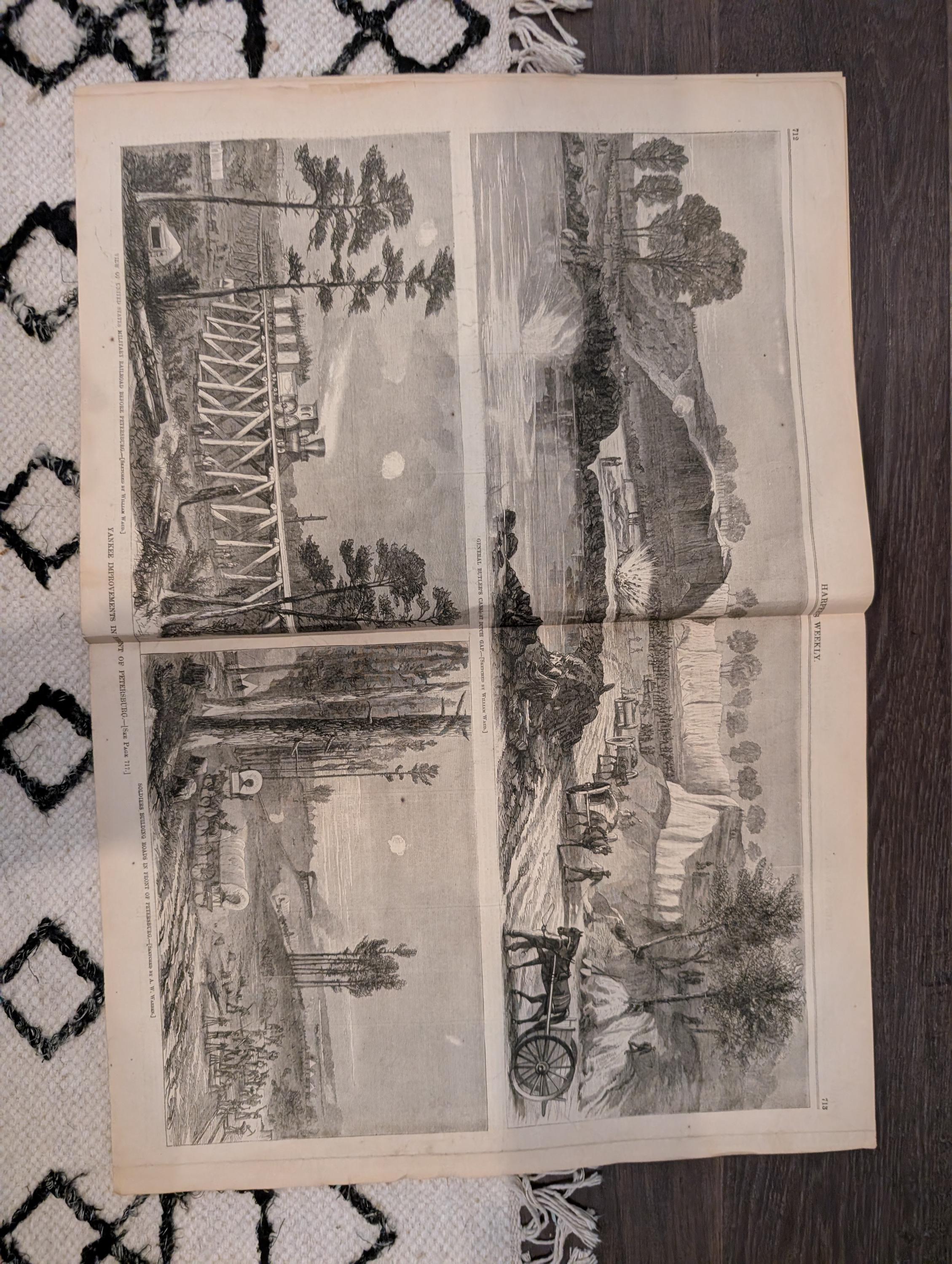 1864 Phil Sheridan's Ride Harper's Weekly November 05 Petersburg Dutch Gap