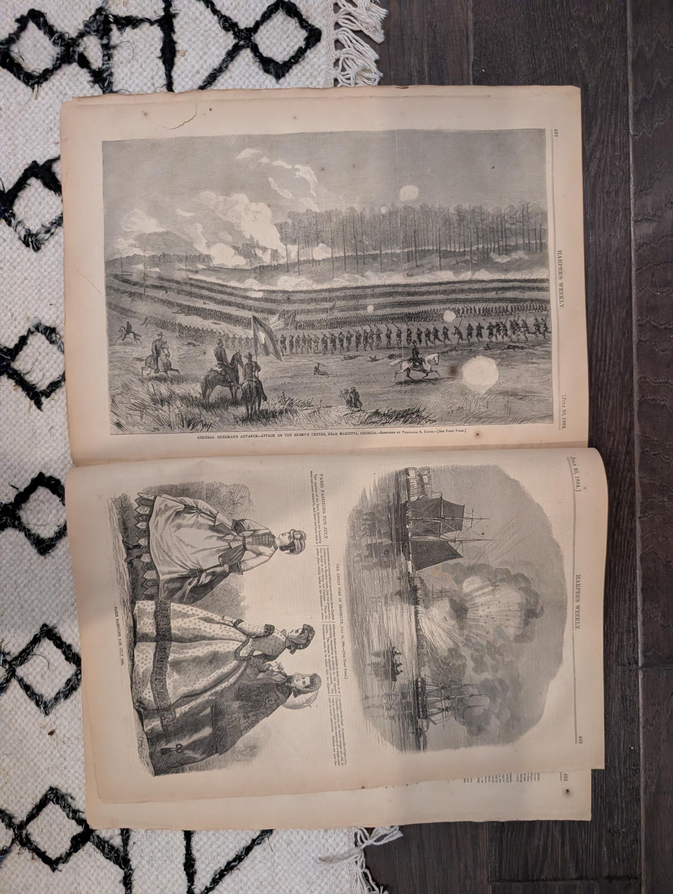 1864 Maryland Rebel Raid Harper's Weekly July 30 Petersburg Trenches