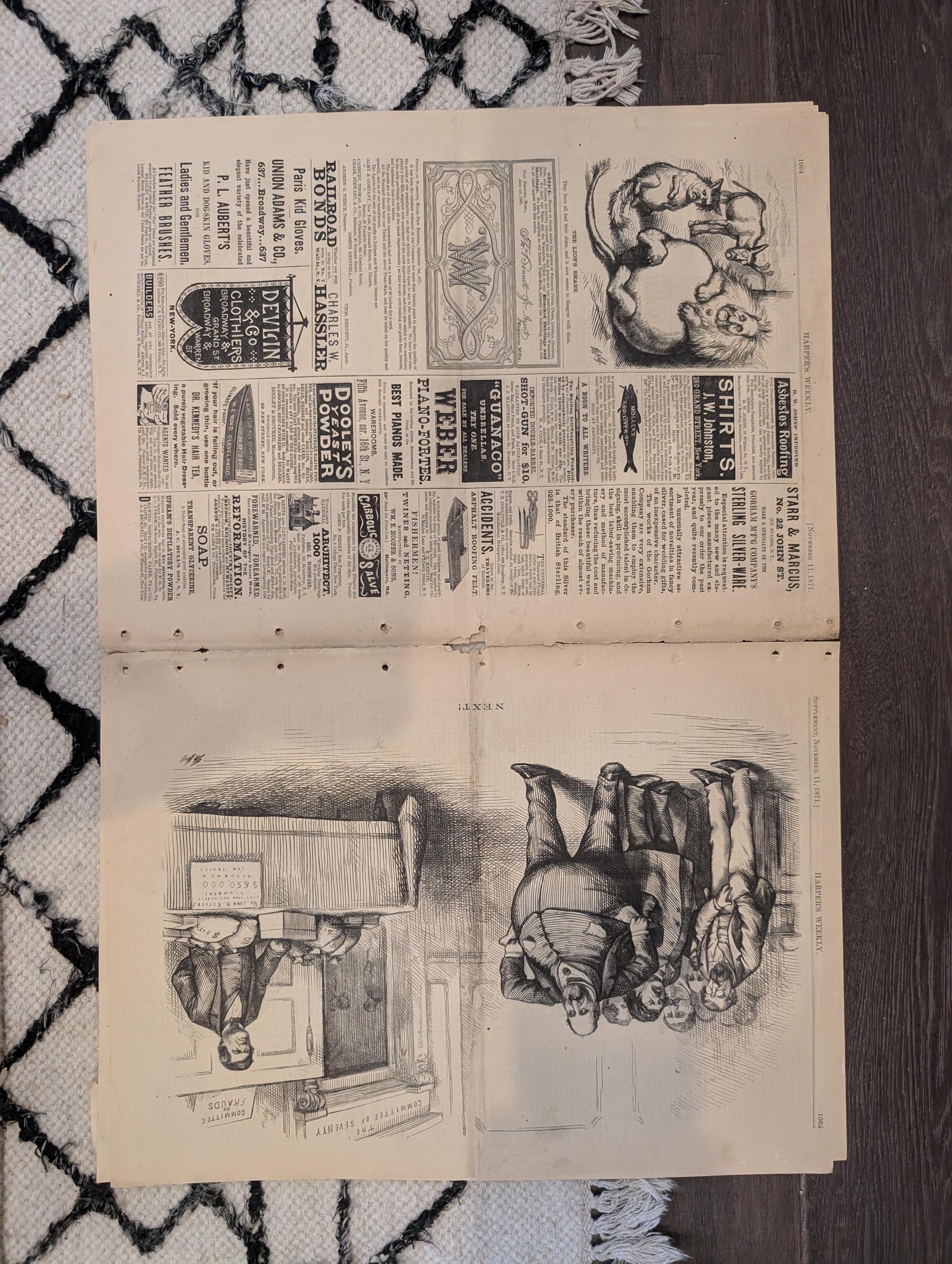 1871 Great Chicago Fire Ruins, Nast "Tammany Tiger Loose," Château Lafite Harvest — Nov 11