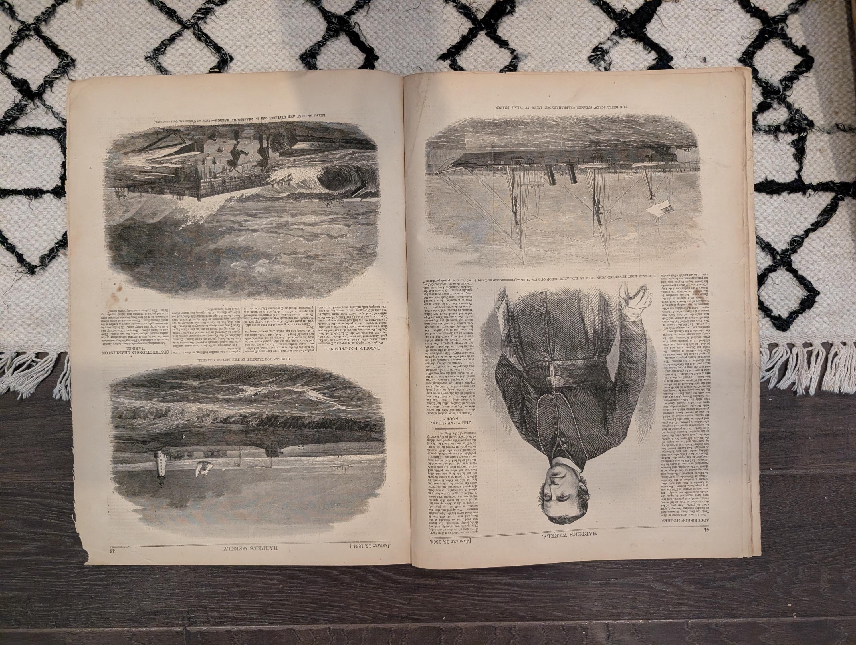 Harper's Weekly 1864 Averill's Raid Jan 16 Army of the Potomac Centerfold