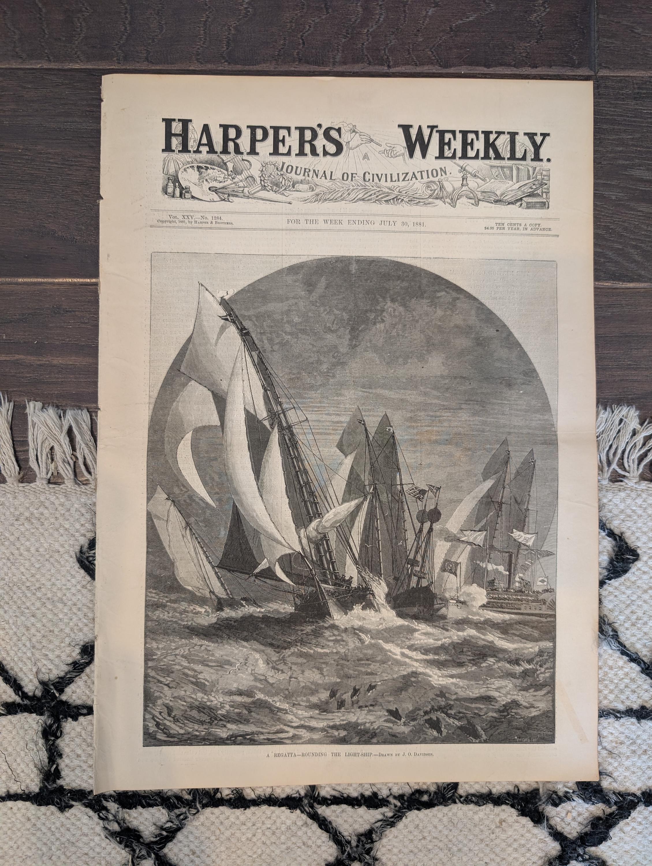 1881 Nast "War into Africa," Regatta Lightship, Eira Voyage, Juvenile Laws — Jul 30