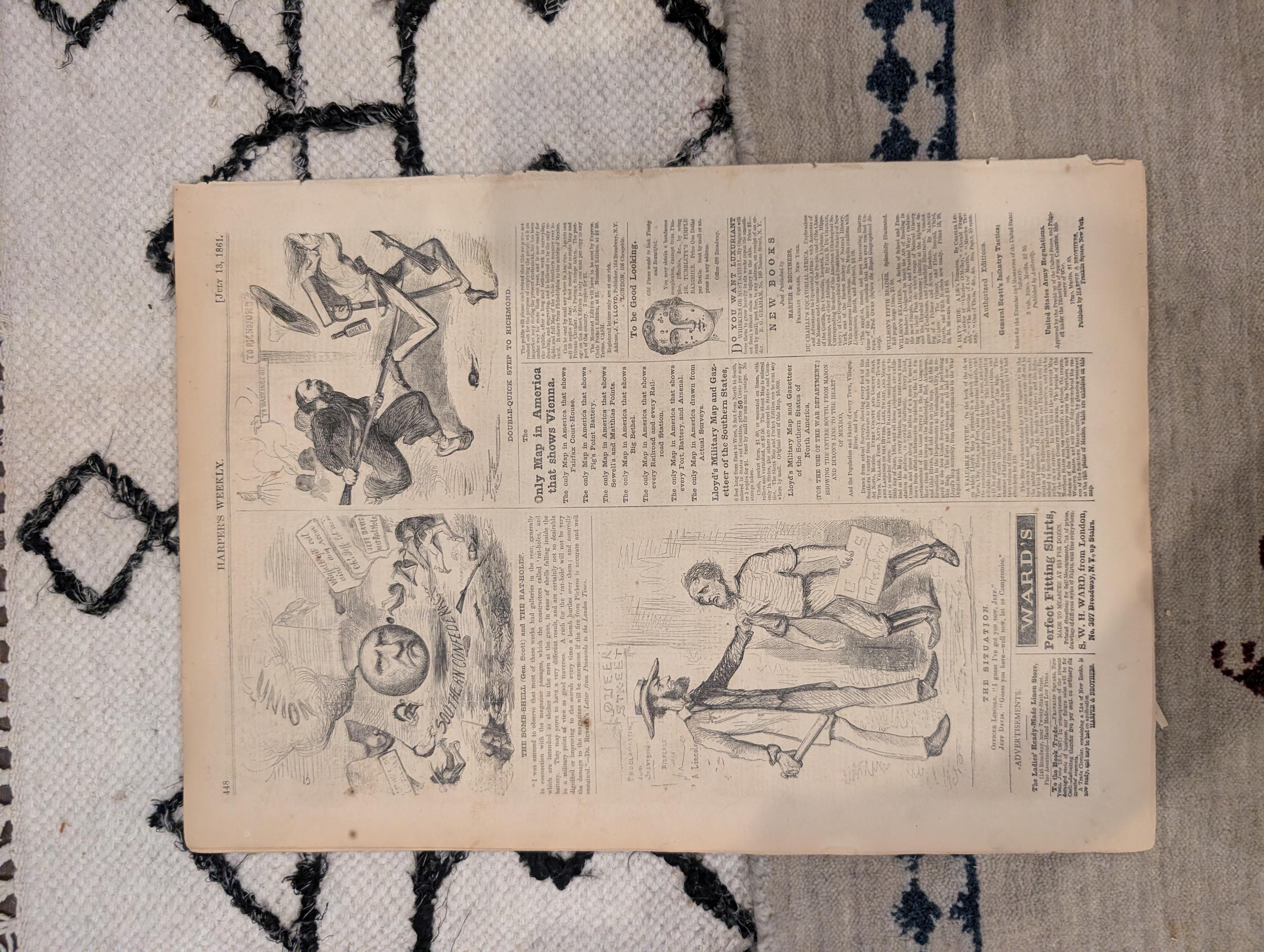 1861 Slave Auction Winslow Homer Harper's Weekly July 13 Lincoln Cabinet