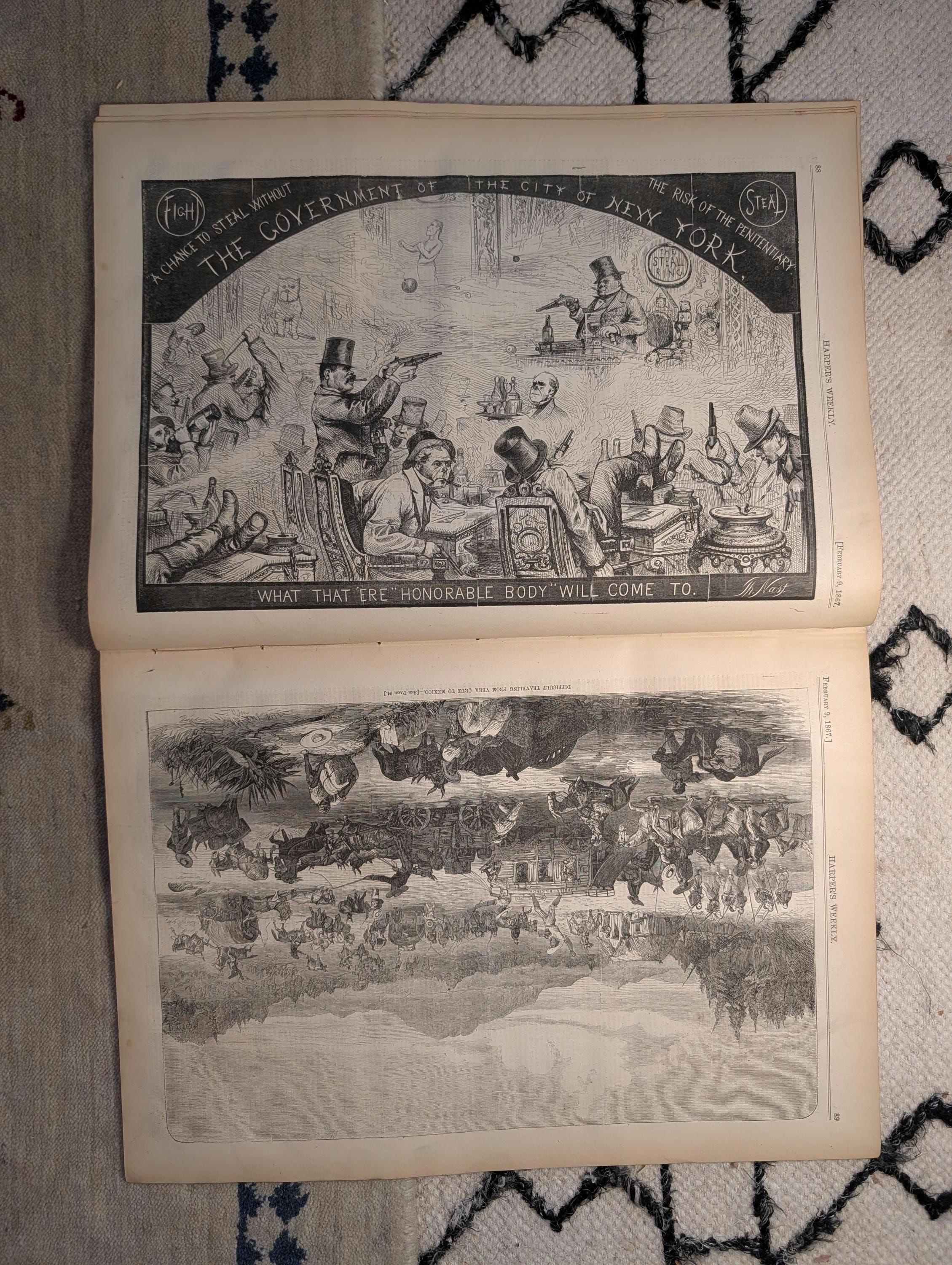 1867 Thomas Nast Tammany Hall Cartoon, N.P. Willis Obituary, Pope — Feb 9