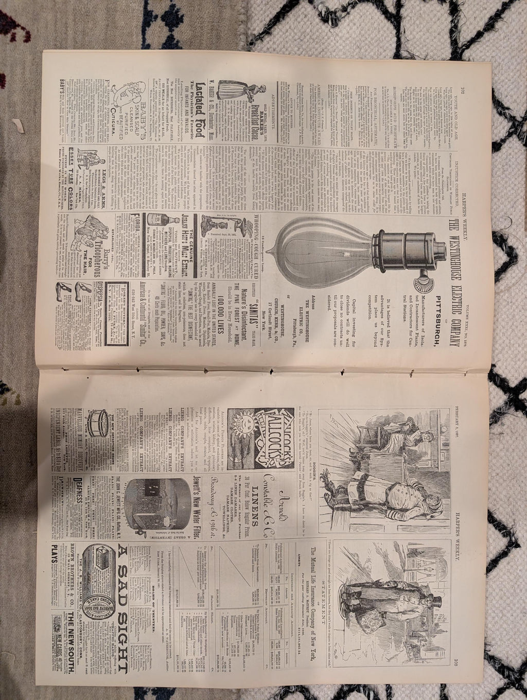 Harper’s Weekly – February 5, 1887, Original  • “Twist the Lion’s Tail” Front Page • Ice Carnival at St. Paul • Doublepage Centerf