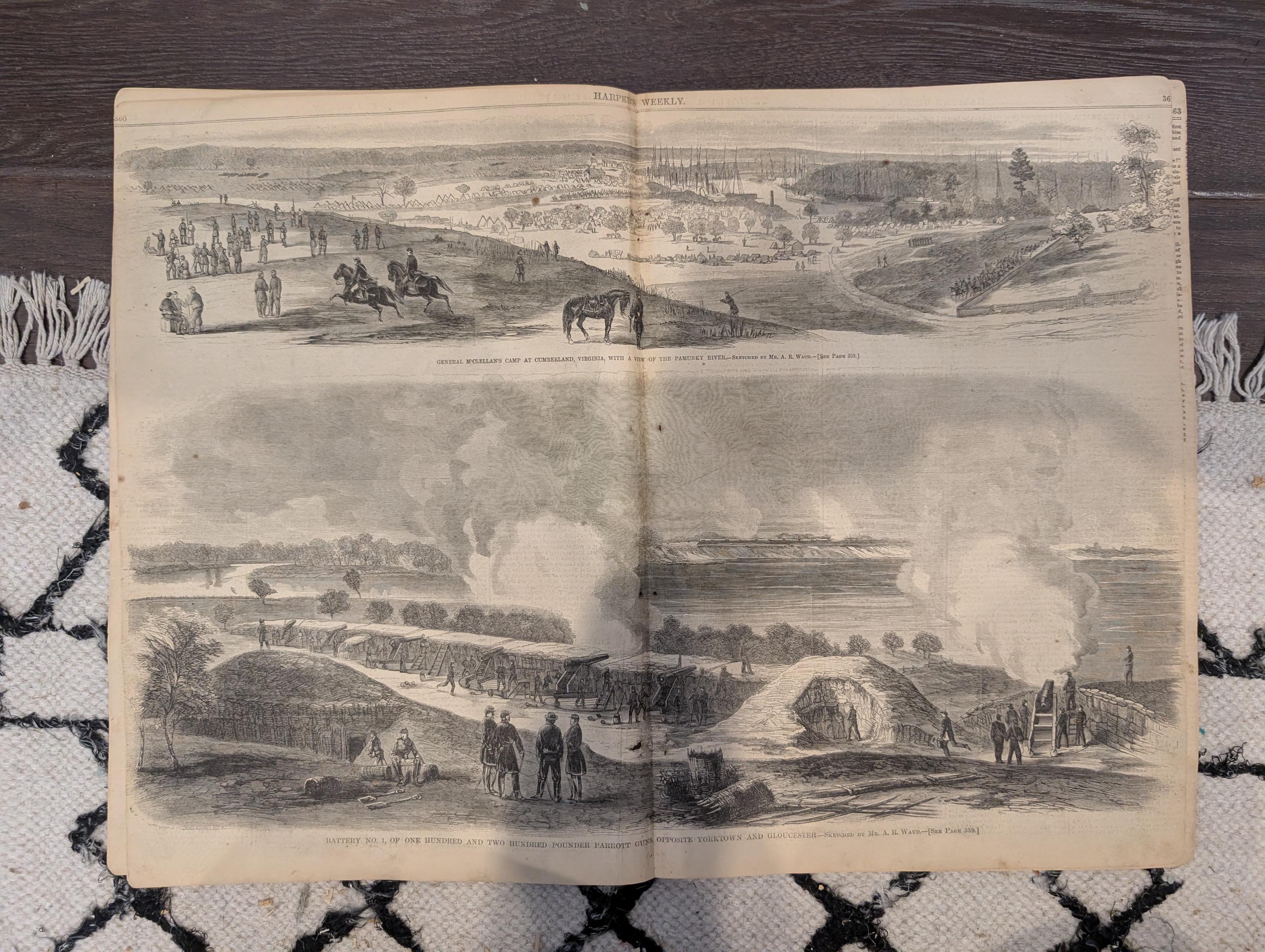 Harper’s Weekly – June 7, 1862 – Winslow Homer Civil War Print • Cold Harbor • Parrott Guns • McClellan’s March
