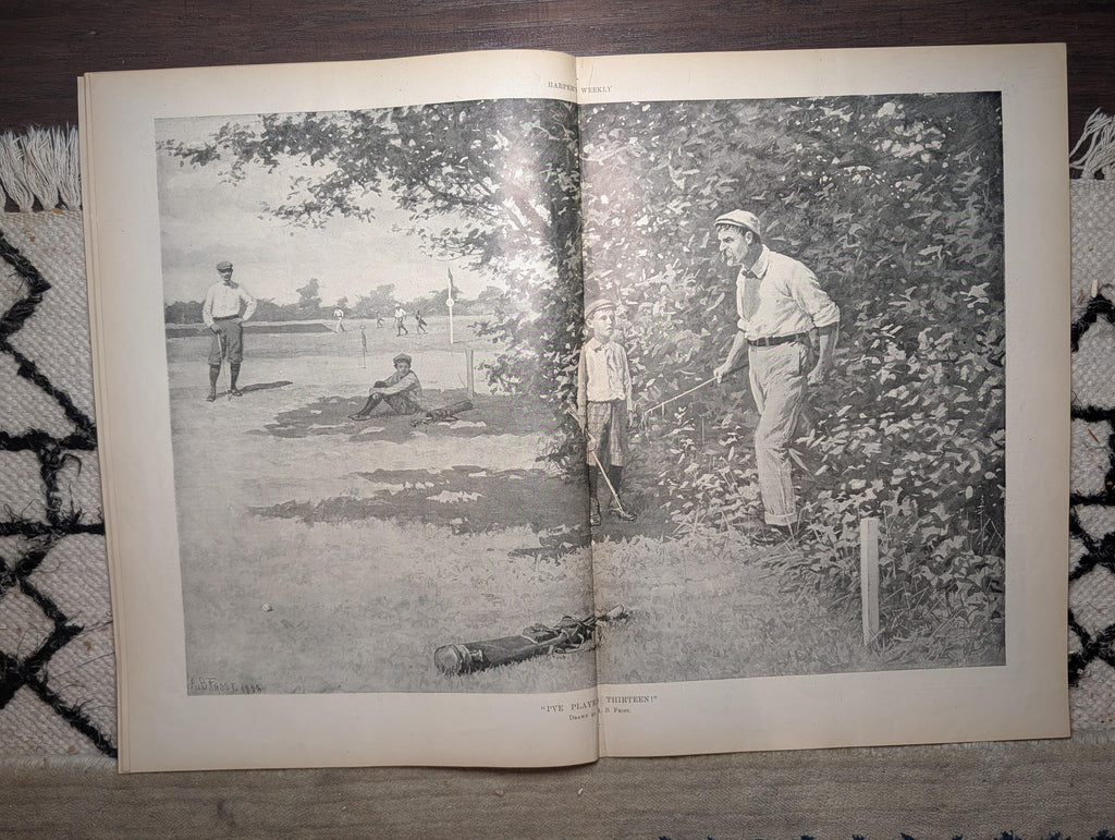 1898 A.B. Frost Golf Centerfold "I've Played Thirteen," Dewey & Merritt, Queen Wilhelmina — Sep 17