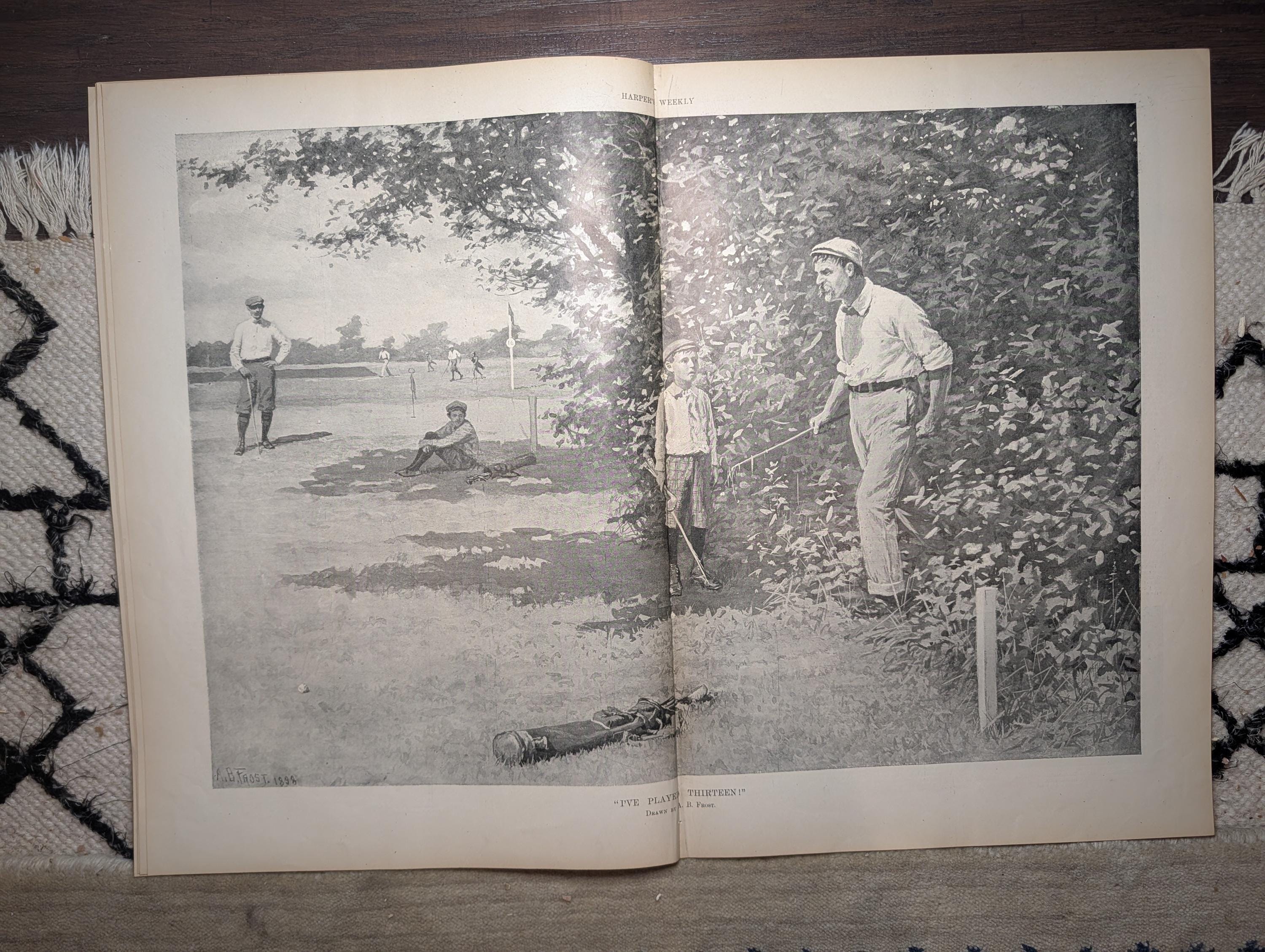 1898 A.B. Frost Golf Centerfold "I've Played Thirteen," Dewey & Merritt, Queen Wilhelmina — Sep 17
