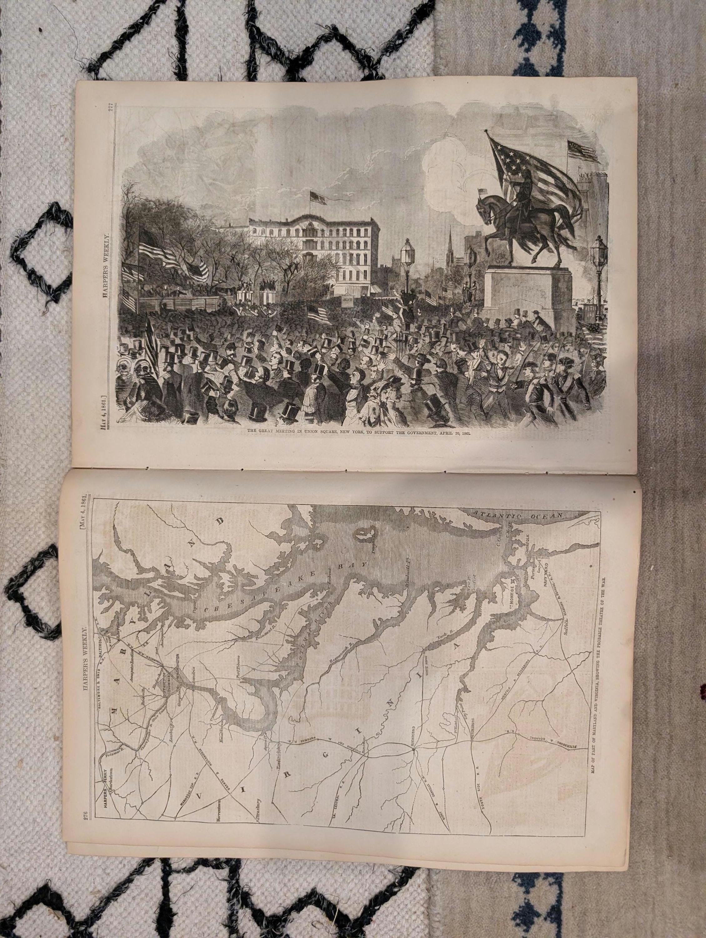 1861 Charleston House-Tops Harper's Weekly May 04 First Blood Baltimore
