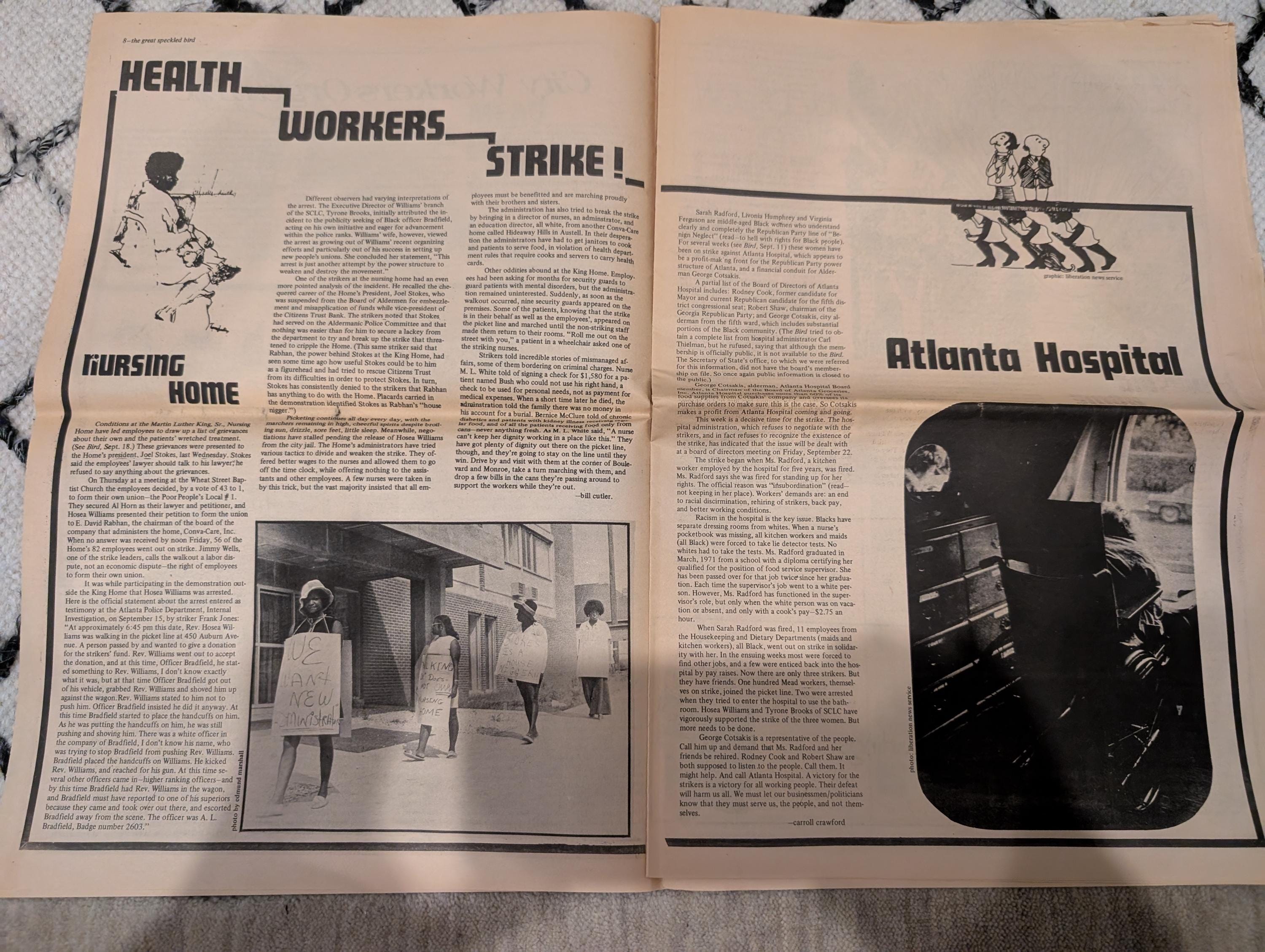 The Great Speckled Bird | September 25, 1972 | Underground Atlanta Newspaper | Labor Strikes, Palestine, Cheech & Chong, Al Green