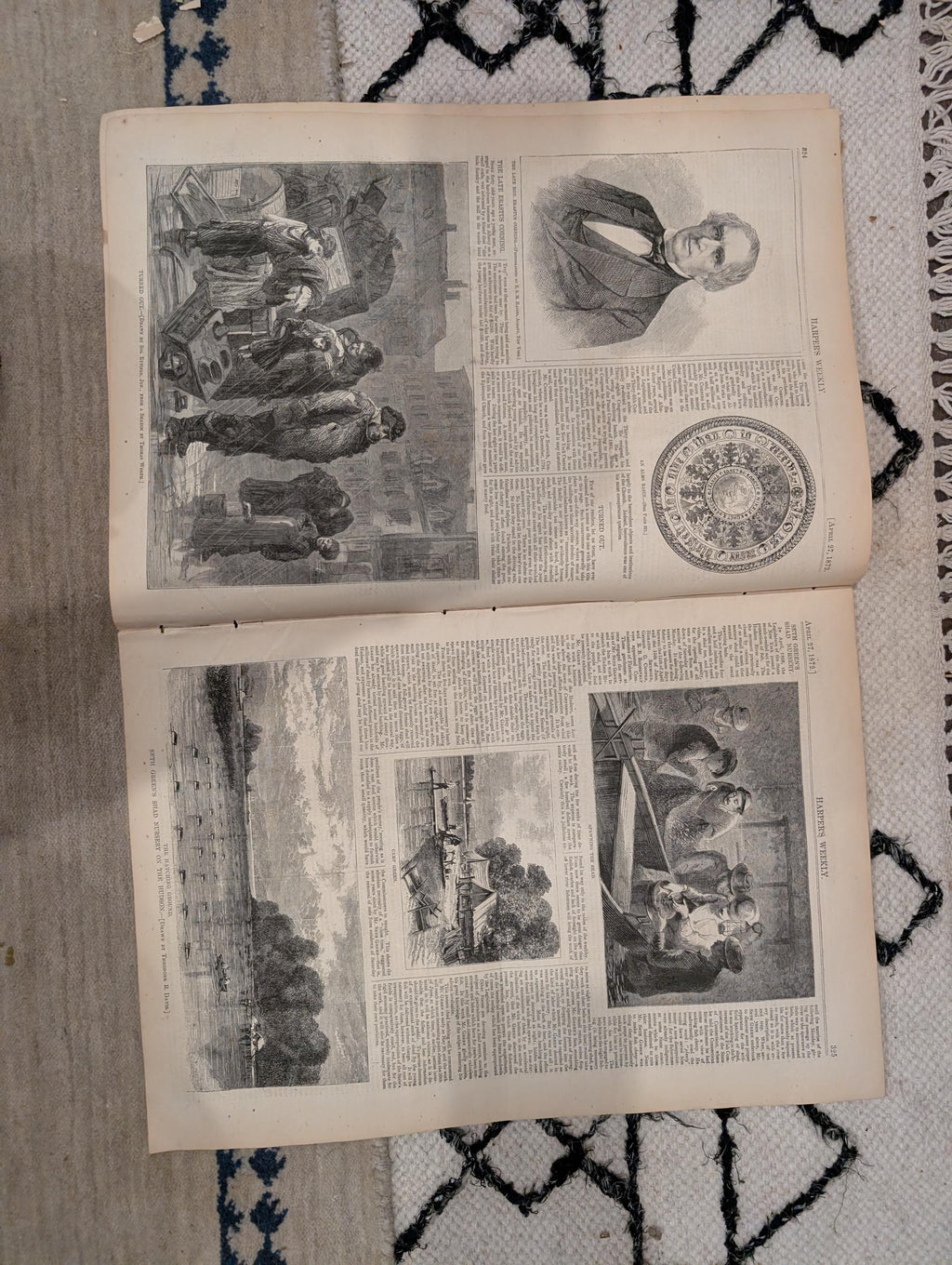1872 Hudson River Shad Nursery Harper's Weekly April 27 Thomas Nast Dover to Calais