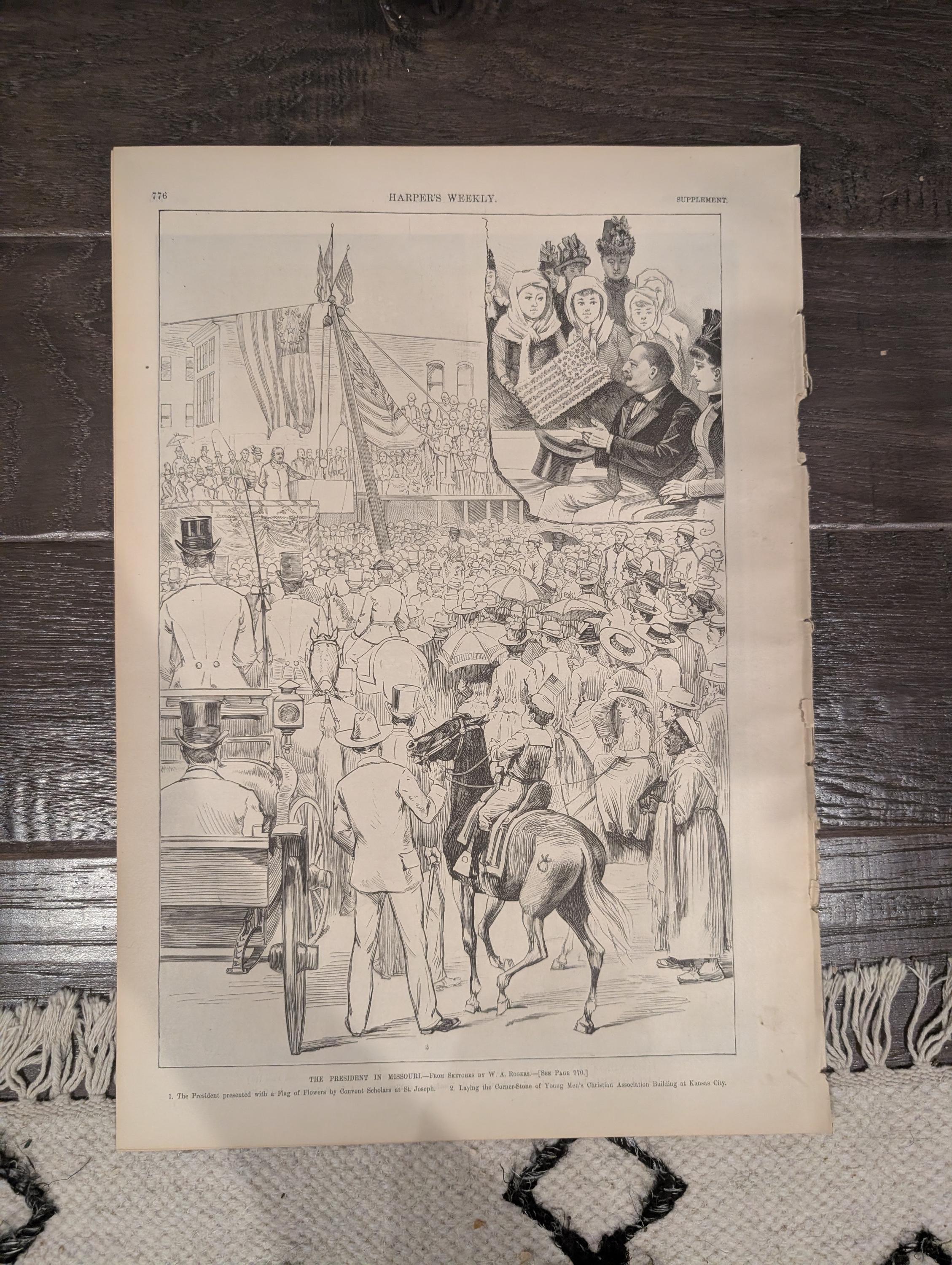 Harper’s Weekly October 22, 1887 – Lincoln Statue, Cycling, Presidential Tour, Yacht Club Cup