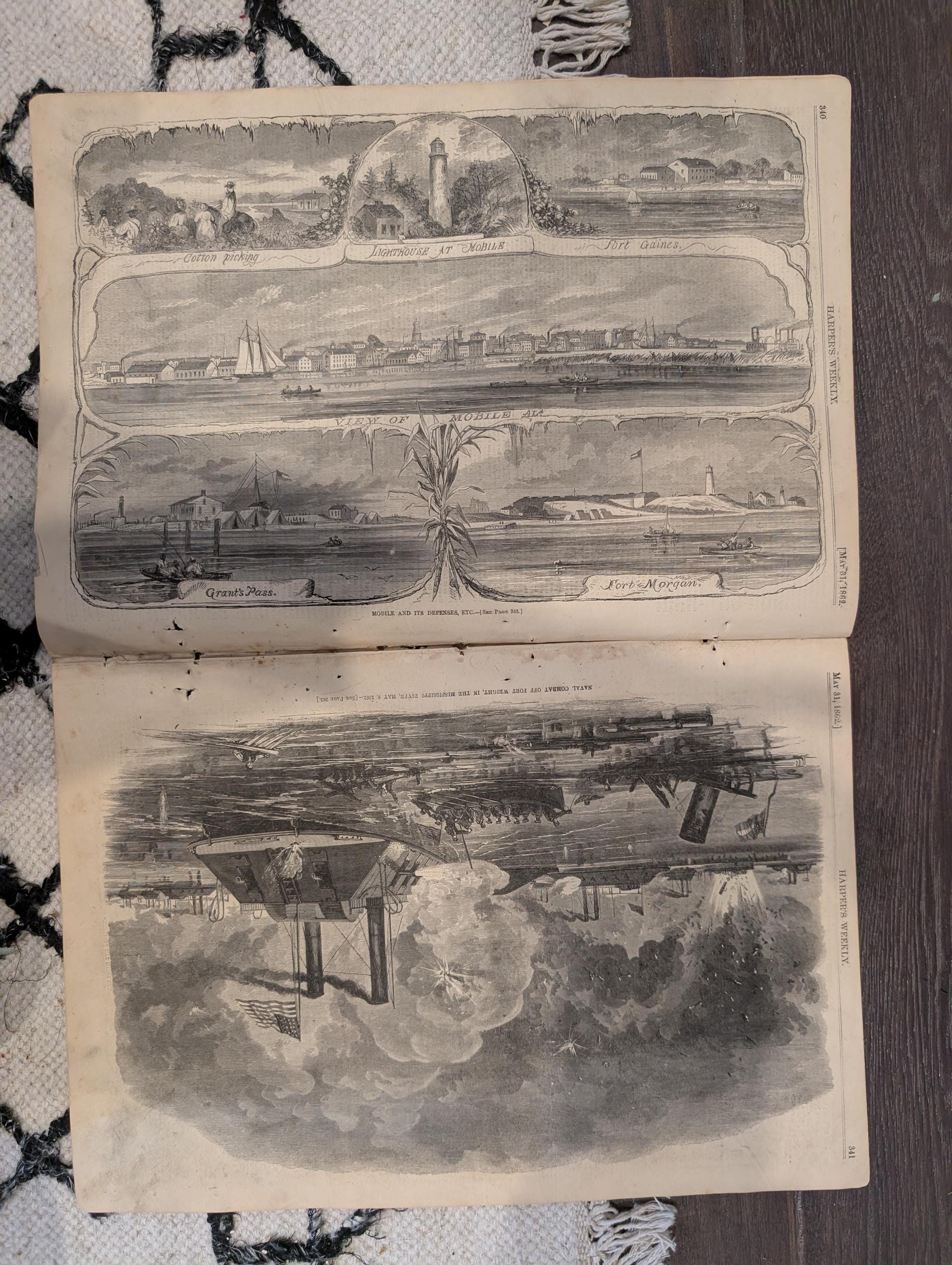 Harper’s Weekly – May 31, 1862 – Balloon View of Fort Darling • Richmond Panoramic Centerfold • Naval Battles on the Mississippi