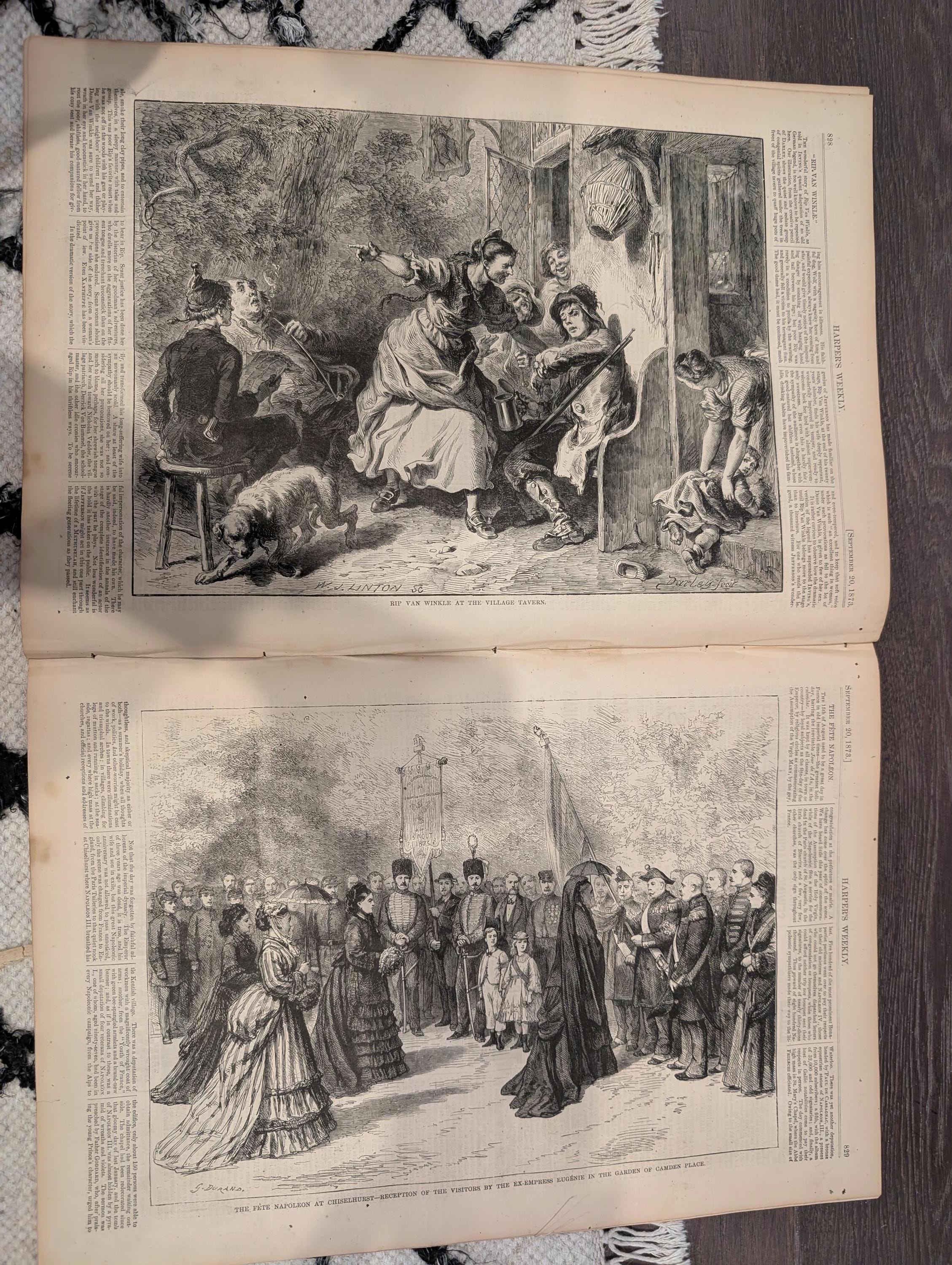 Harper’s Weekly — September 20, 1873 — Winslow Homer “Snap the Whip” — Original Antique Newspaper