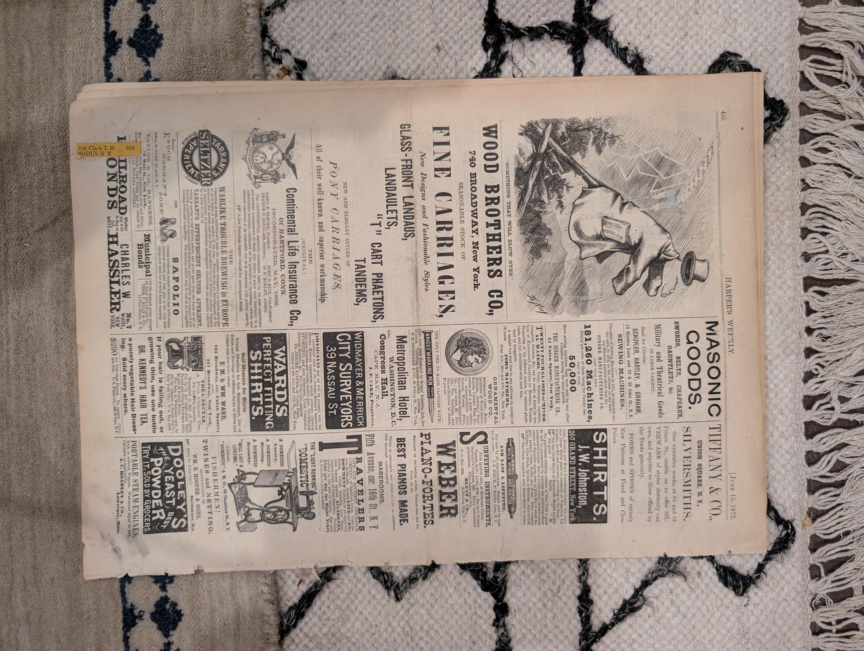 1872 Republican Convention Philadelphia Harper's Weekly June 15 Broad St Nast