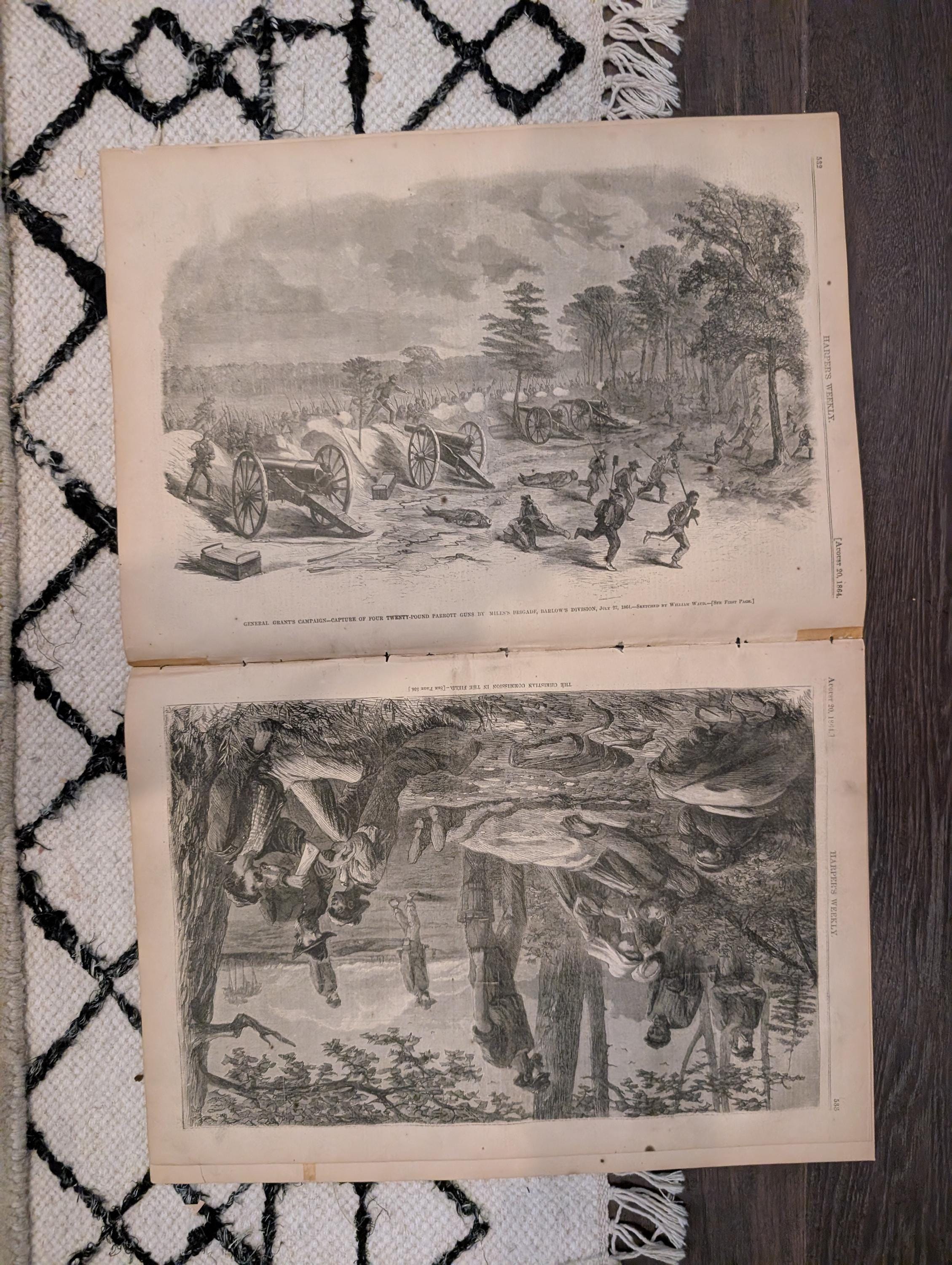 1864 Petersburg Mine Explosion Harper's Weekly August 20 Mobile Bay
