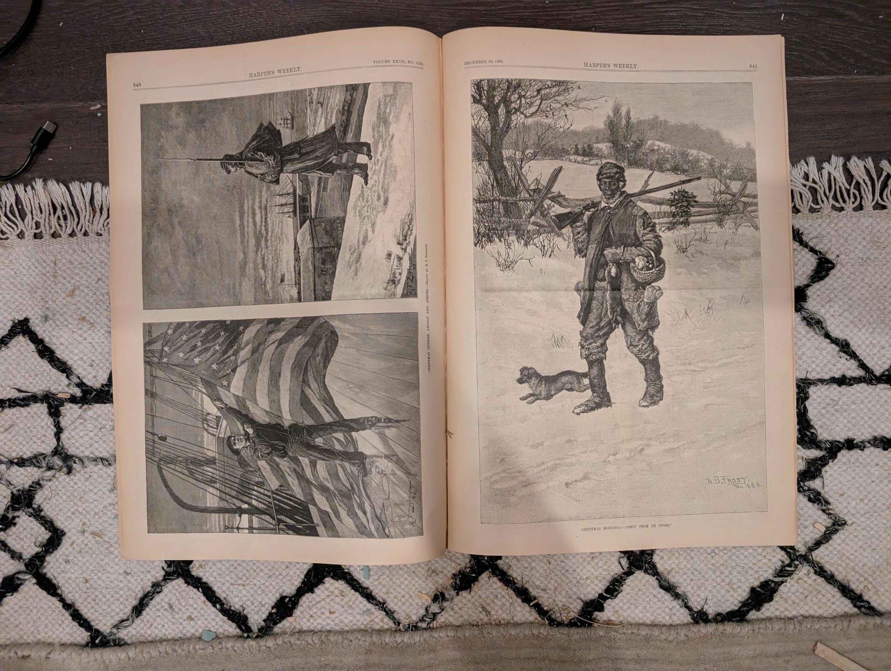 Harper's Weekly 1883 Christmas Morning Dec 29 Soudan War Broadway Blockade
