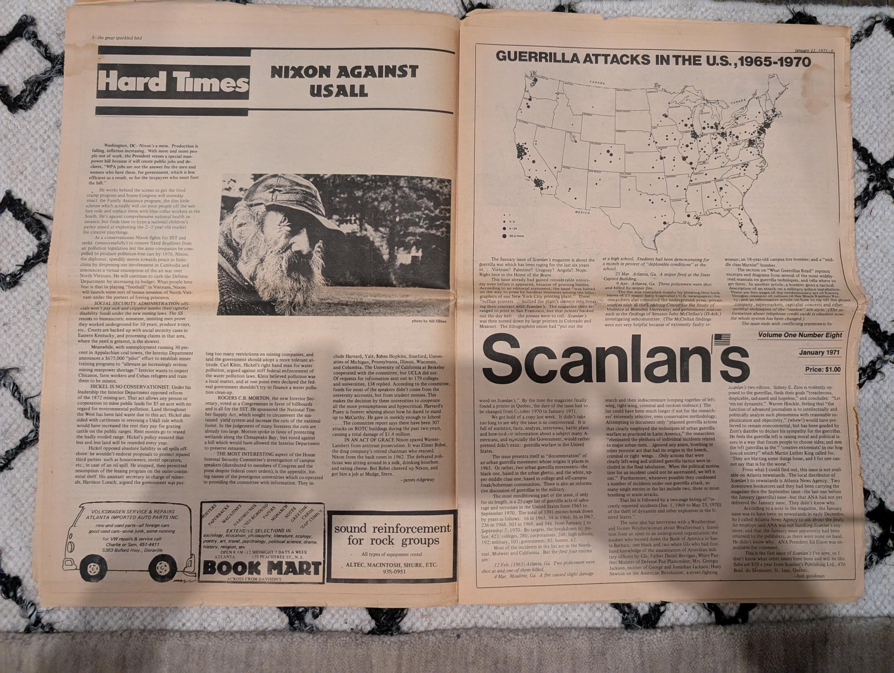 The Great Speckled Bird | January 11, 1971 | Underground Newspaper | Black Panther Trial, Nixon, CIA & Dope, Hampton Grease Band
