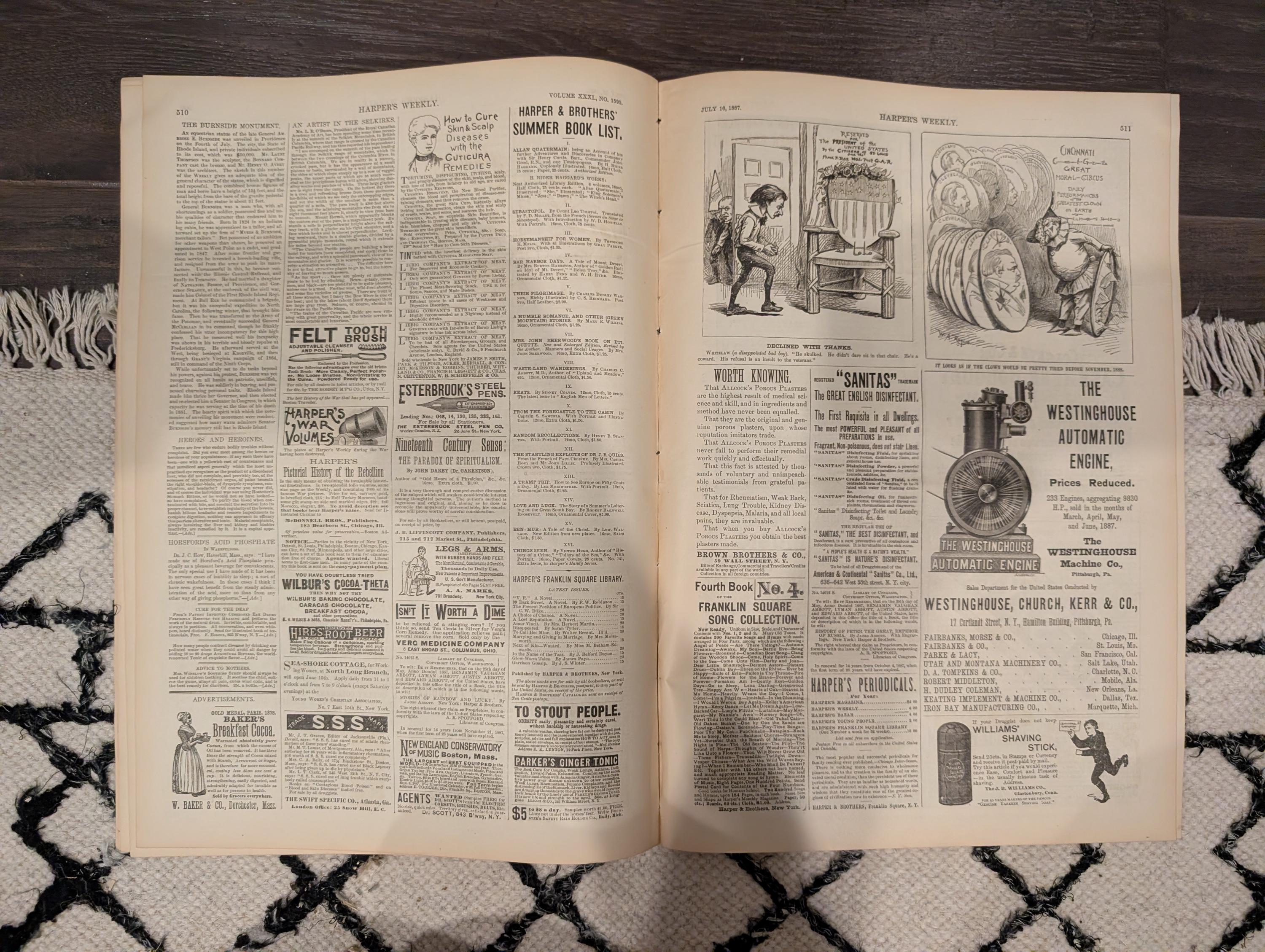 HARPER’S WEEKLY — July 16, 1887, Coney Island Front Page • “Art and Nature at the West End of Coney Island” • Montgomery, Alabama Supplement