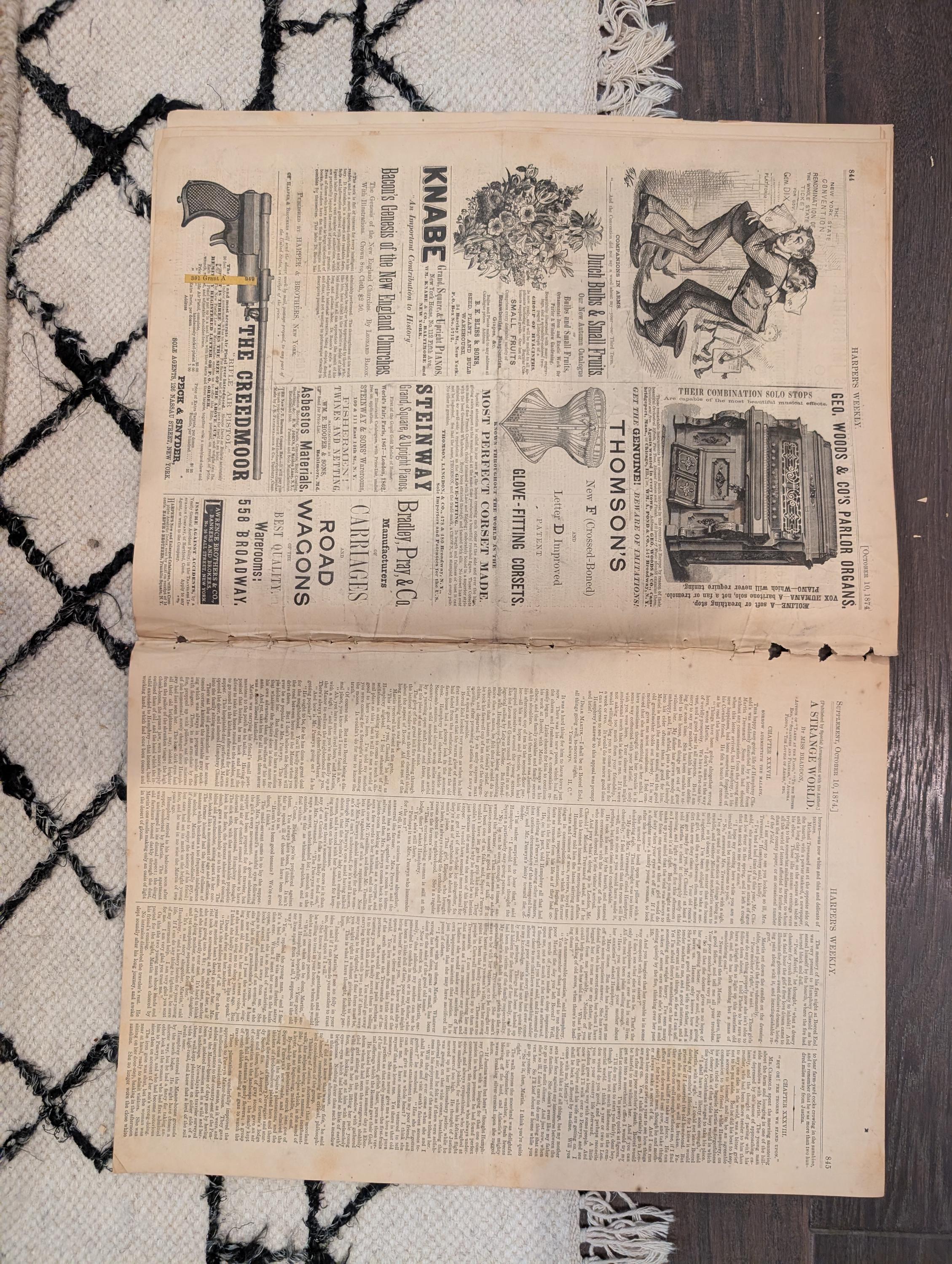 1874 Wild Boar Hunt Centerfold, Louisiana Outrages, Rifle Match — Oct 10