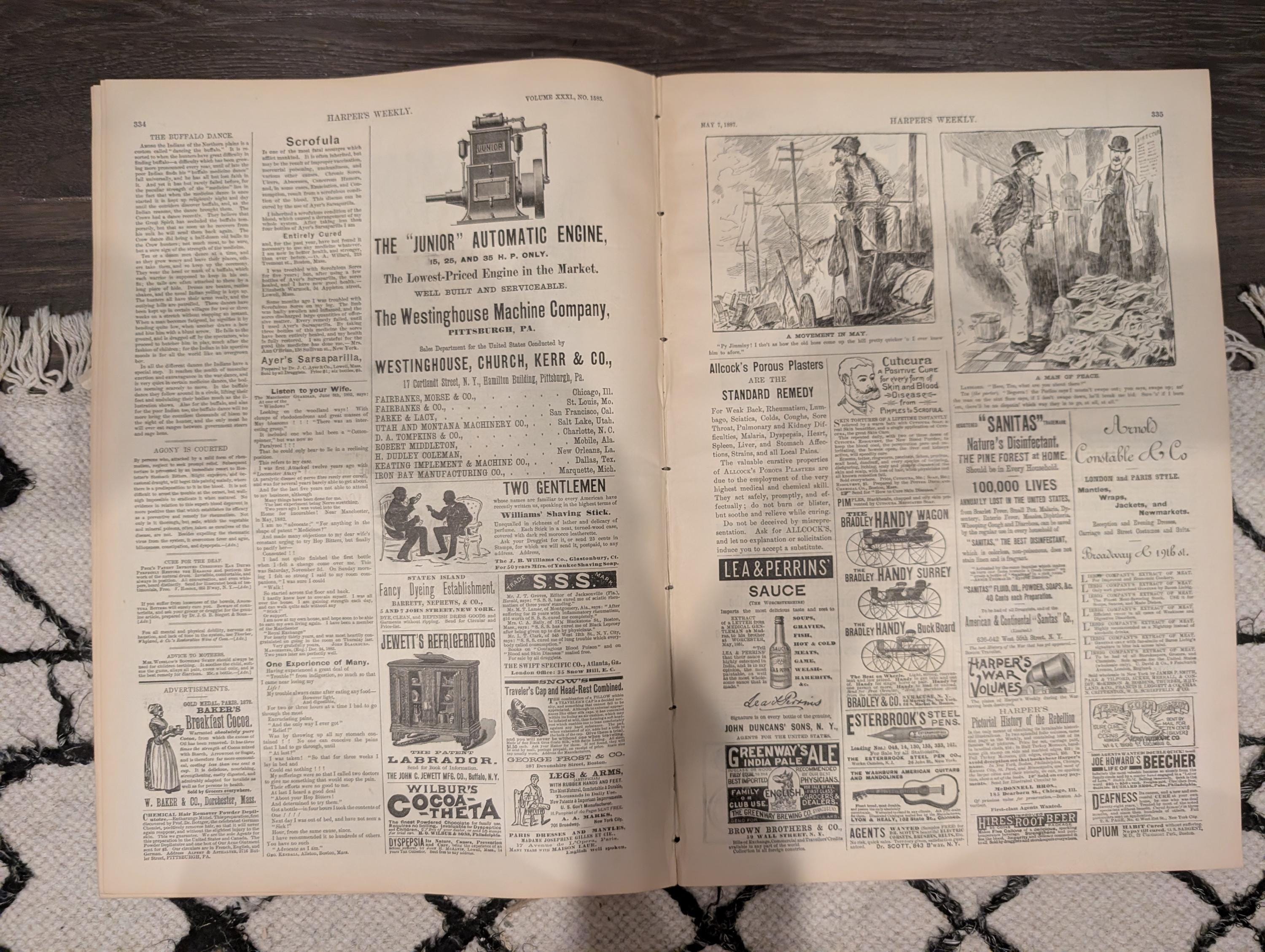Harper’s Weekly May 7 1887 – Tennessee 1887 Cover, Knoxville Views, Westminster Dogs, Buffalo Dance, Paris Salon