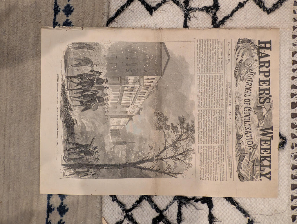 1861 Sherman's Entry Columbia Harper's Weekly April 01 Burning of Columbia