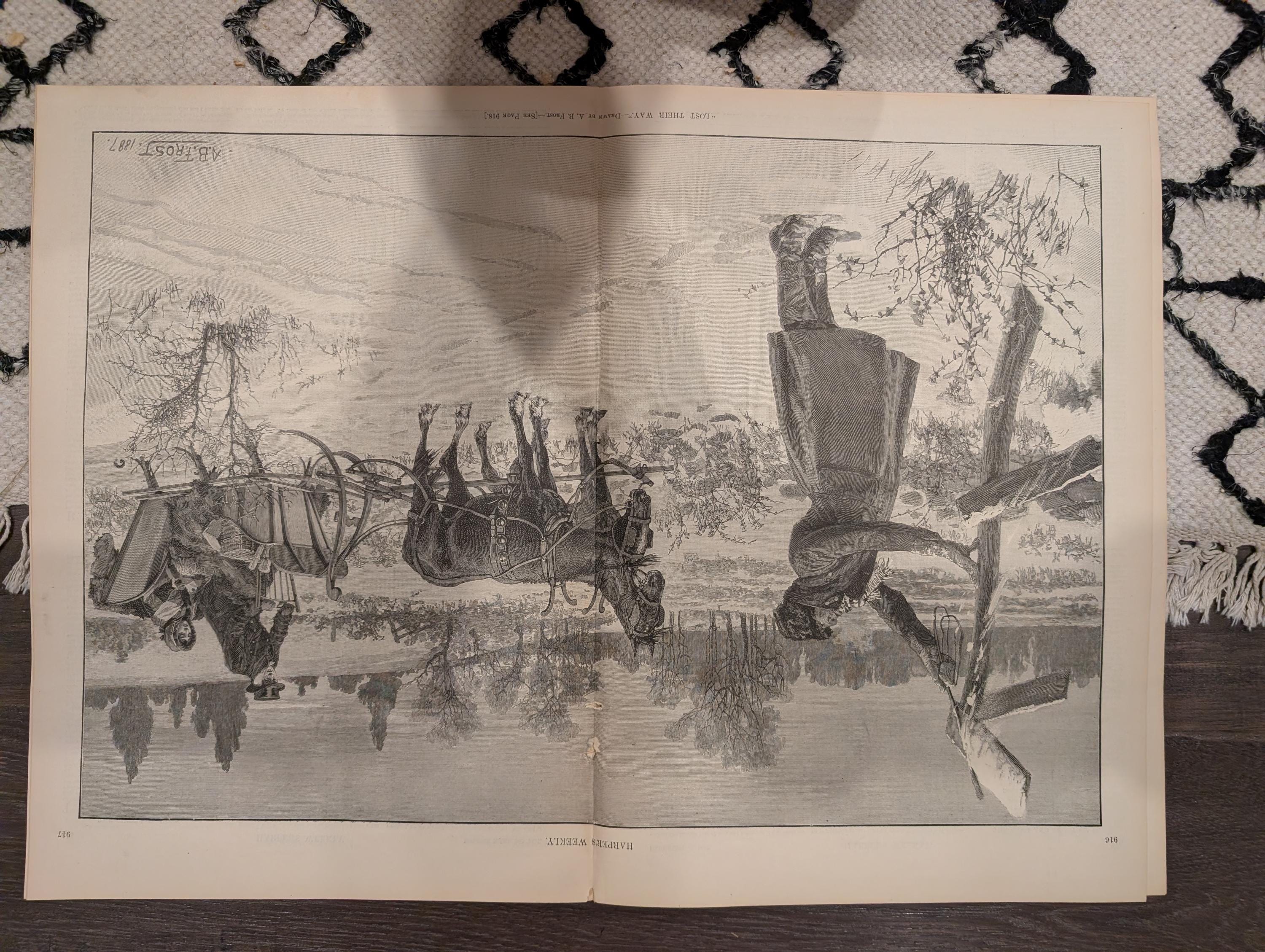 Harper’s Weekly – December 17, 1887 – Frederick Stuart Church Christmas Supplement • A.B. Frost • Logging Camp • Madre de Dios